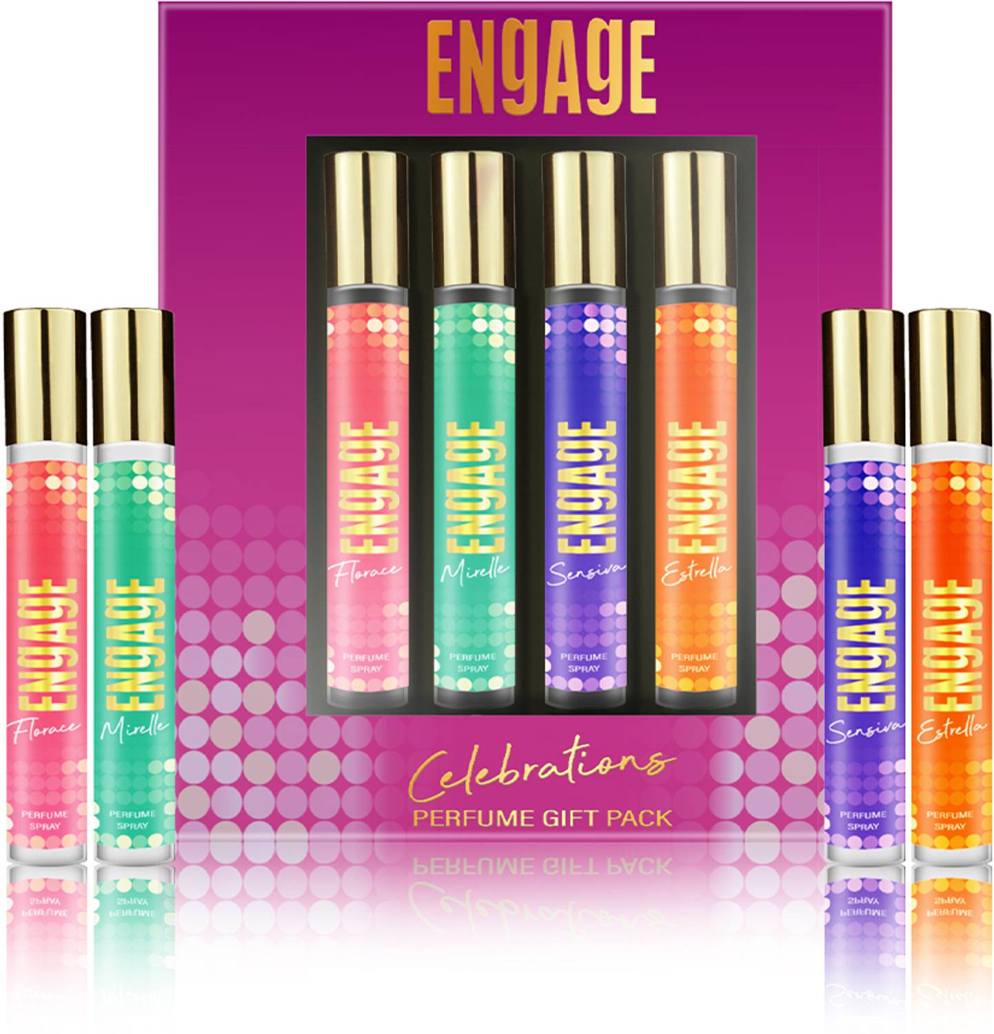 Engage Gift Set Celebrations Perfume Spray, Long Lasting Wedding Hamper by ITC (25mlx4) Perfume - 100 ml