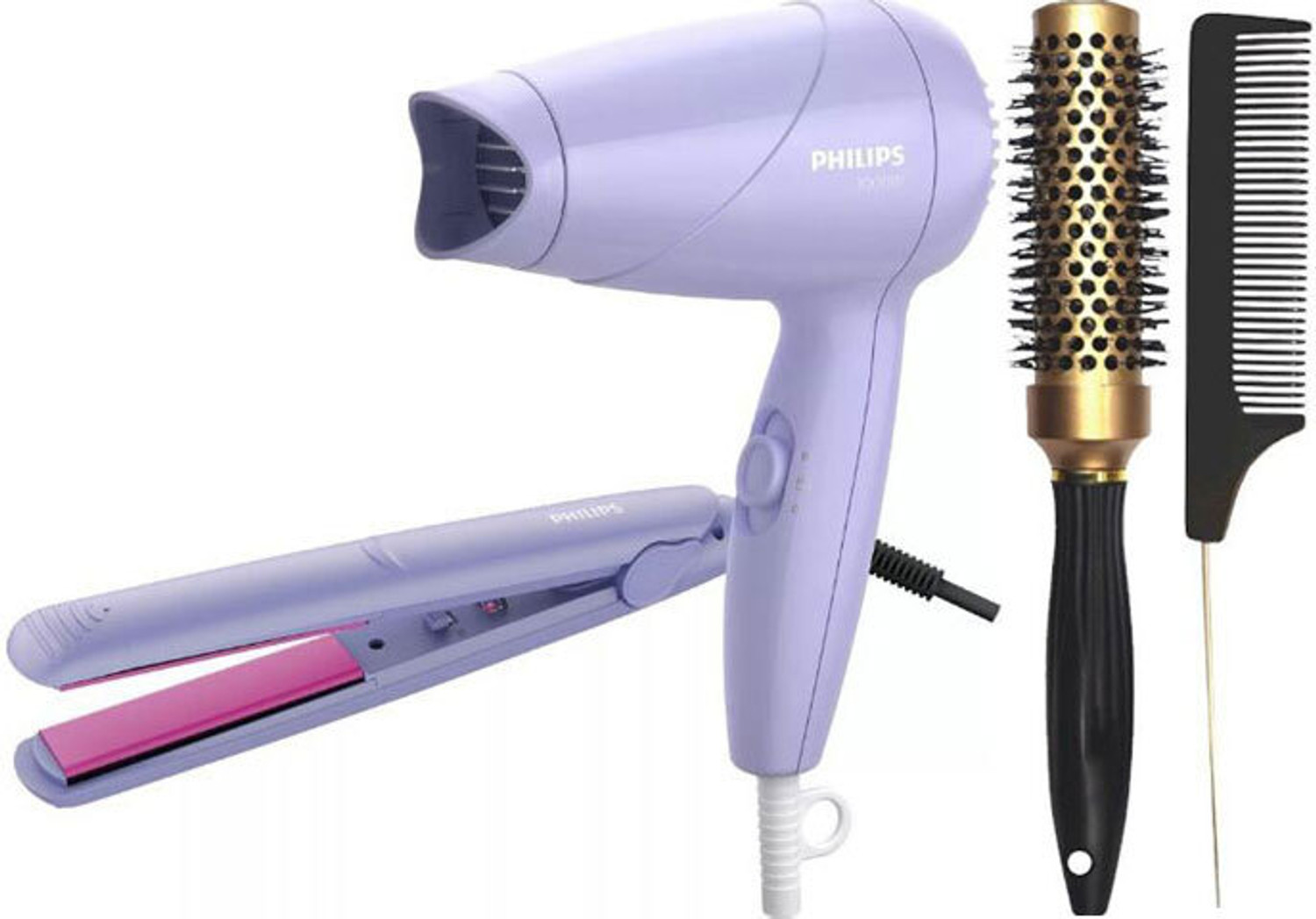 Image of PHILIPS HP8643, Tail Comb & Premium Hot Curl Brush Personal Care Appliance Combo