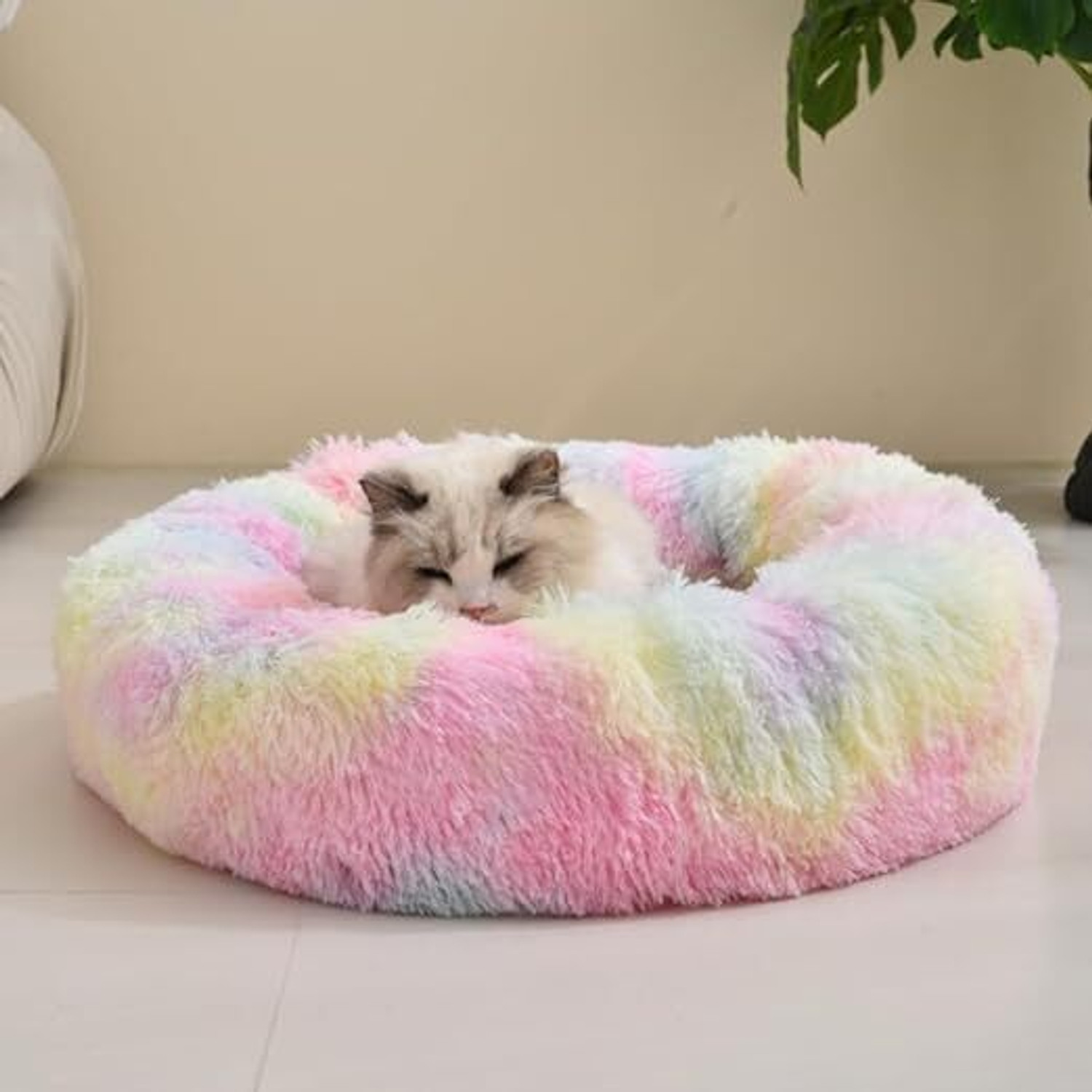 Image of Zexsazone The round donut pet bed is perfect for indoor Dog's, puppies Cats XXXL Pet Bed