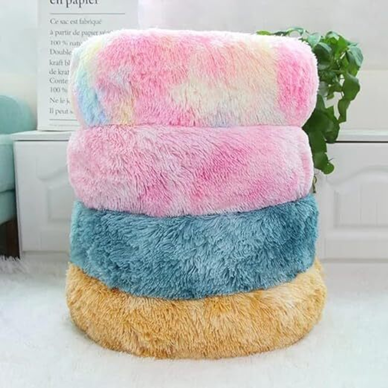Image of Zexsazone The round donut pet bed is perfect for indoor Dog's, puppies Cats XXXL Pet Bed