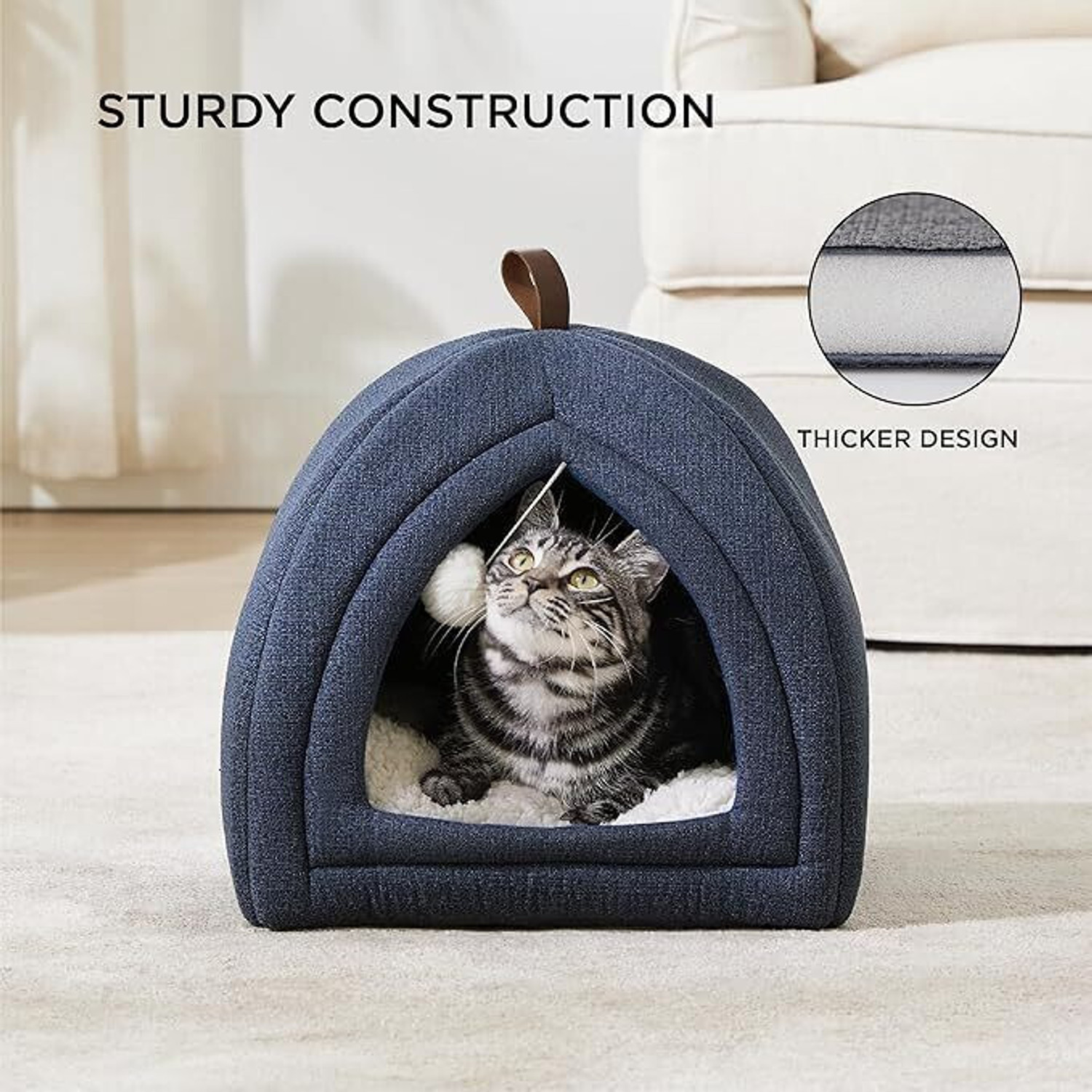 Image of BLESSING PET SUPPLY Cat Beds for Indoor - 2 in 1 Cat Cave House Tent for Kittens and Small Pets with S Pet Bed