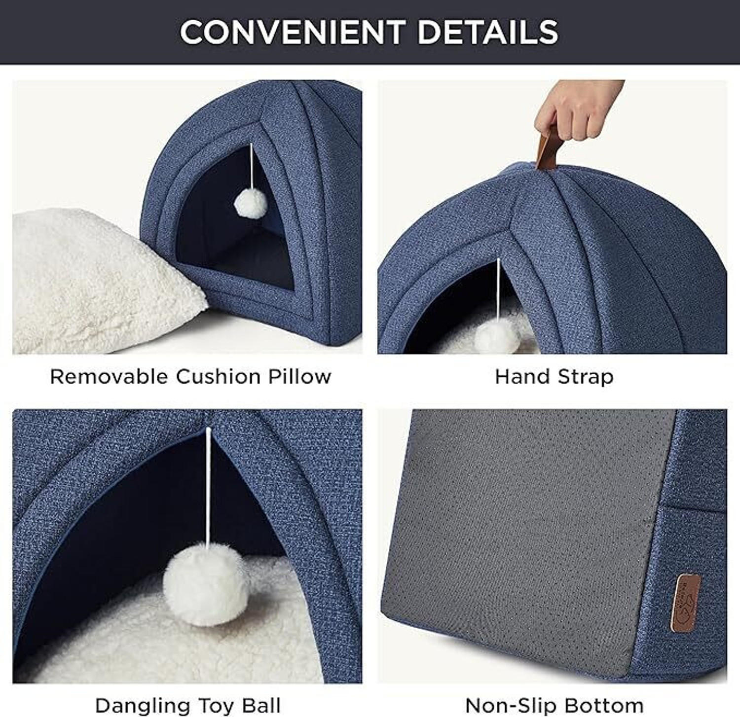 Image of BLESSING PET SUPPLY Cat Beds for Indoor - 2 in 1 Cat Cave House Tent for Kittens and Small Pets with S Pet Bed