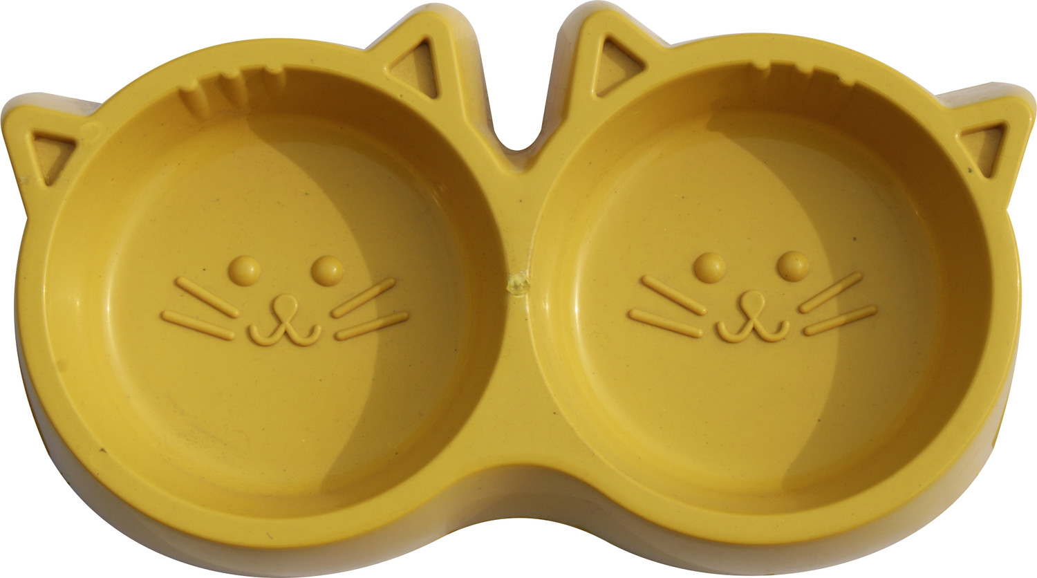 Image of S.Blaze Plastic Cat Face Shaped Double Bowl Food & Water Feeder 2-in-1 Bowl Plastic Pet Bowl & Bottle