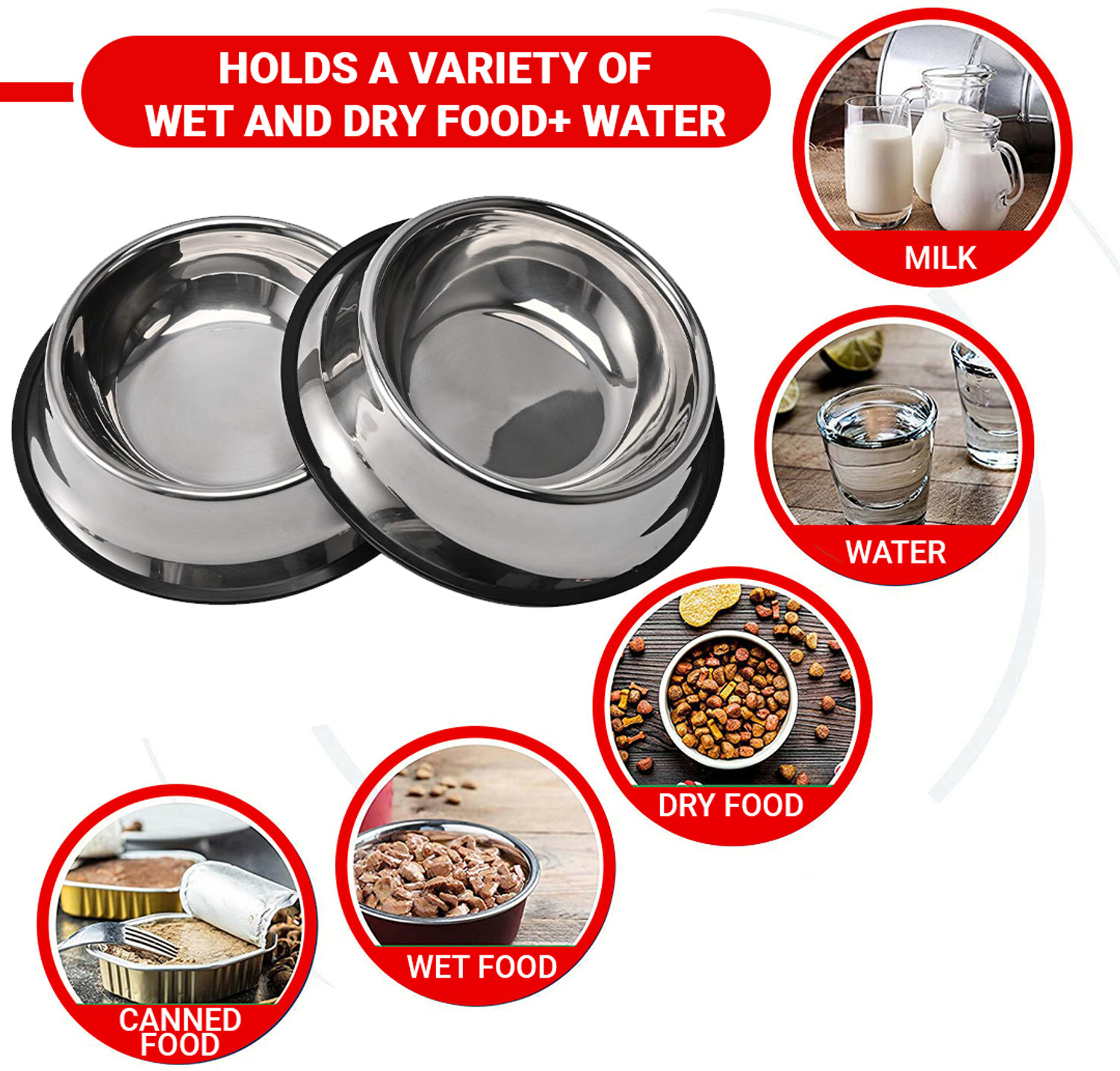 Image of chullbull pet products Anti Skid Pack of 2 ( each) Stainless Steel Pet Bowl
