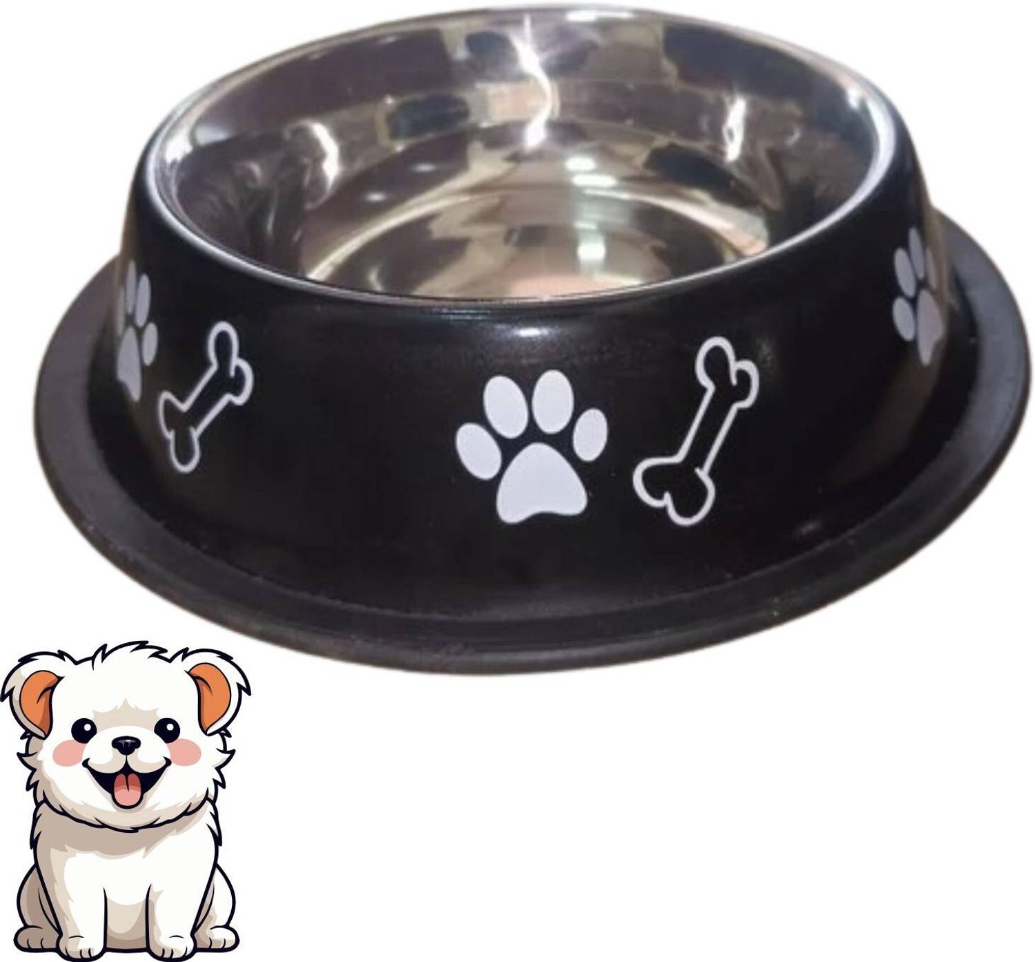 bowlfull buddies 1000ml Stainless Steel Paw Bone Printed Pets Bowl for Dogs, Cats & Any Pets Stainless Steel Pet Bowl