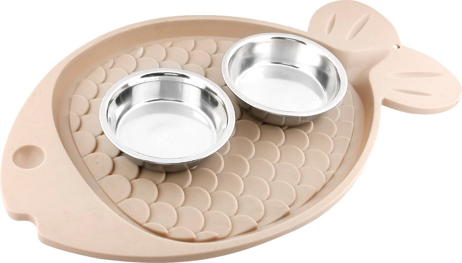 Animax Anti Skid Fish Shape Tray with Bowl Specially for Cat Fish Stainless Steel Pet Bowl