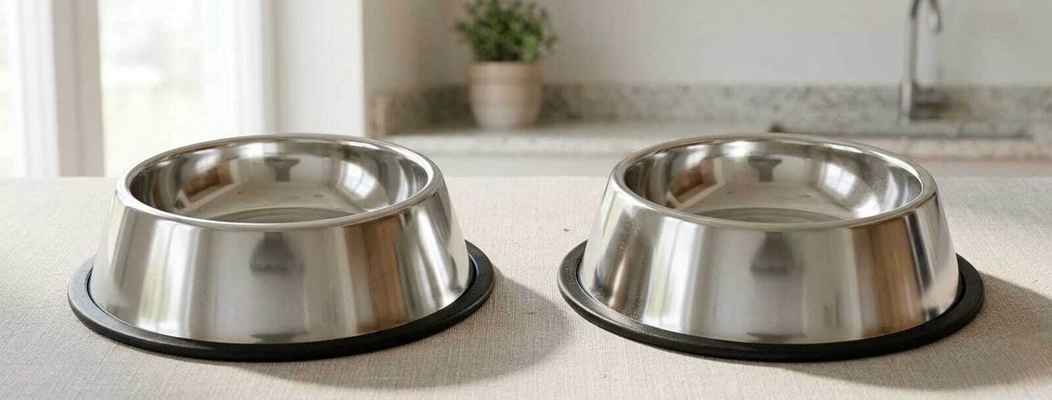 Image of Furever Friends Dog & Cat ( Set of 2 ) Stainless Steel Pet Bowl