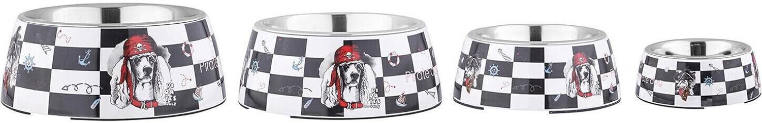 Animax Designer Black and White Detachable Anti-Skid Food Bowls for Dogs Extra-Small Round Melamine Pet Bowl