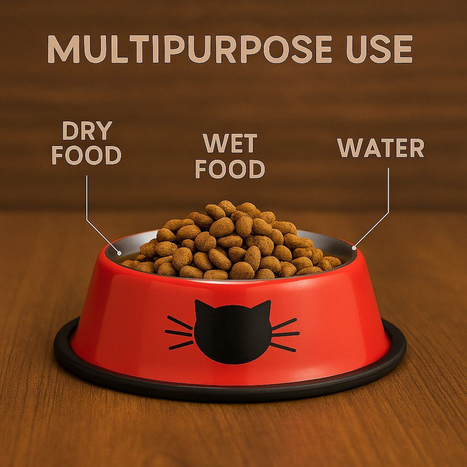 Image of PAWPOURRI Anti Skid,Non-Slip Cat Feeding Bowl for Kitten,Cat and pets Stainless Steel Pet Bowl & Bottle (240+240+240+240 ml Blue, Black, Orange, Red)