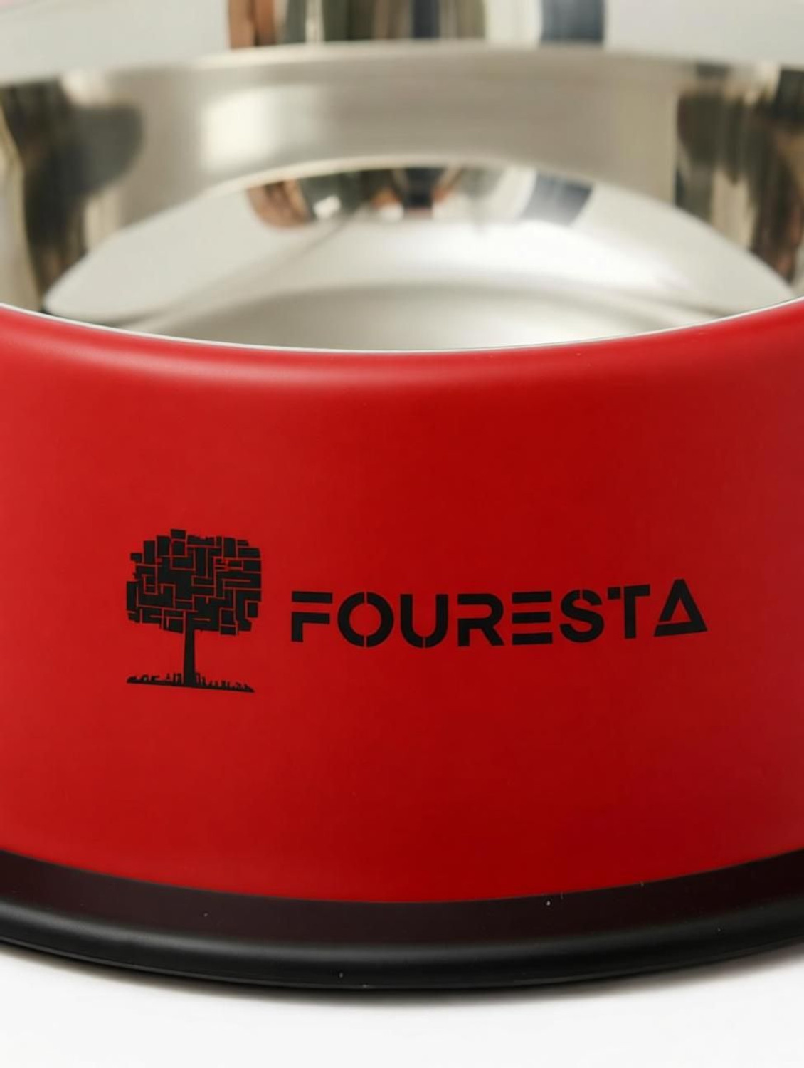 Image of FOURESTA Dog Bowl 700 ml Round Stainless Steel Food Water Feeding Bowl for Dogs (Red) Round Stainless Steel Pet Bowl