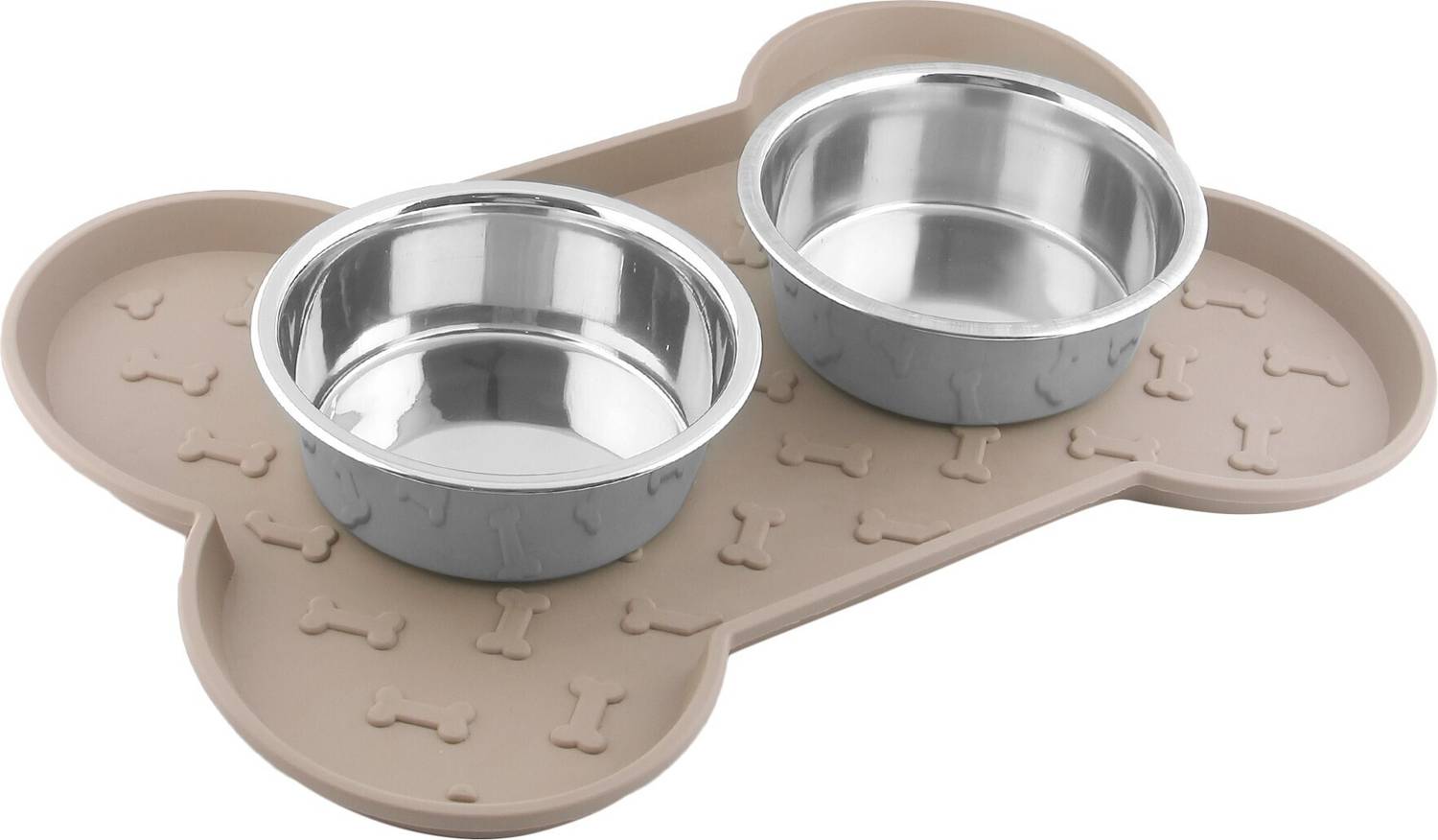 Animax Anti Skid Bone Shape Tray with Stainless Steel Bowl (Specially for Dog) Bone Stainless Steel Pet Bowl
