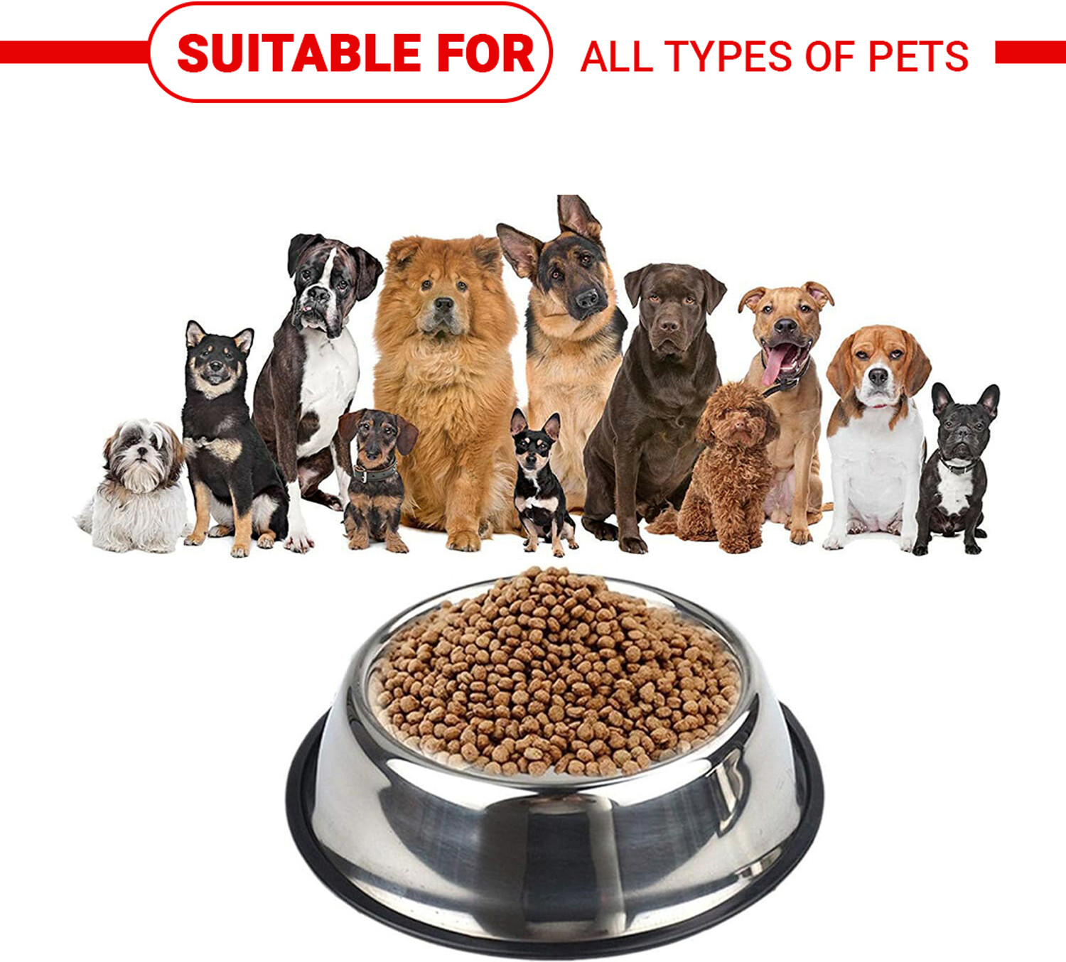 Image of chullbull pet products Anti Skid Pack of 2 ( each) Stainless Steel Pet Bowl
