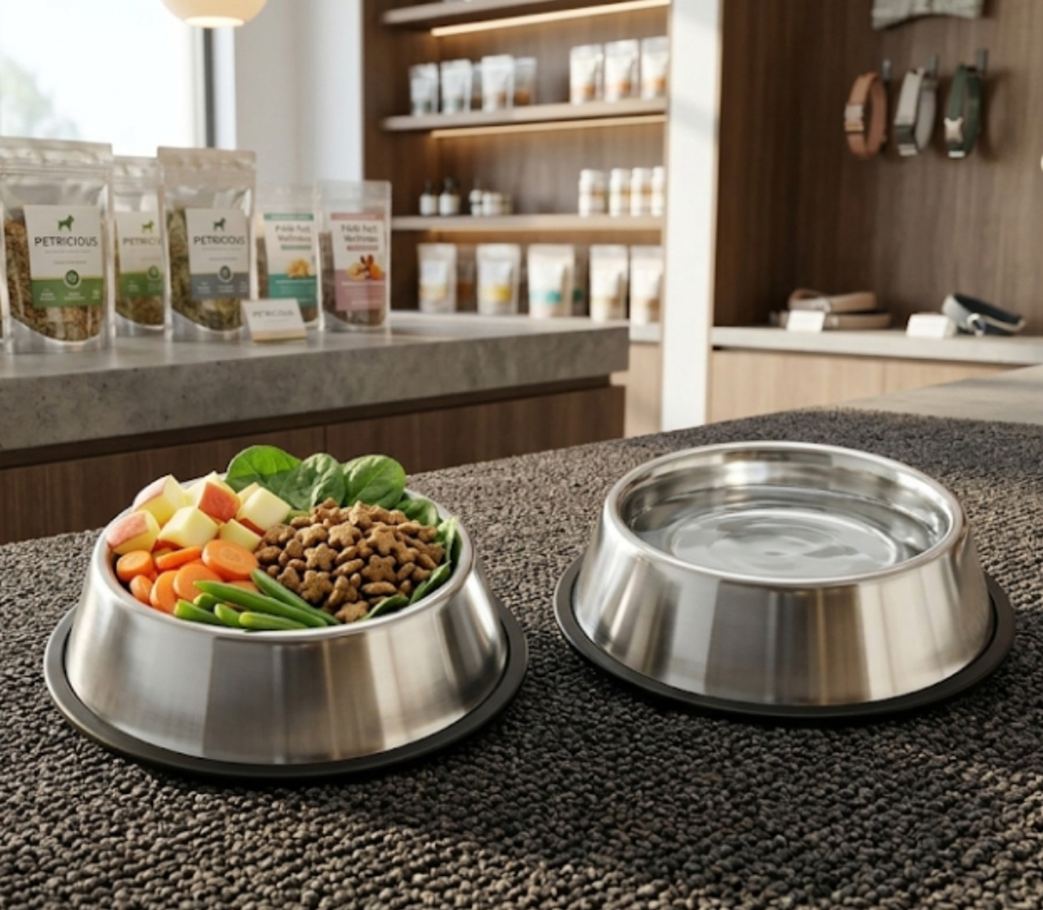 Image of Furever Friends Dog & Cat ( Set of 2 ) Stainless Steel Pet Bowl