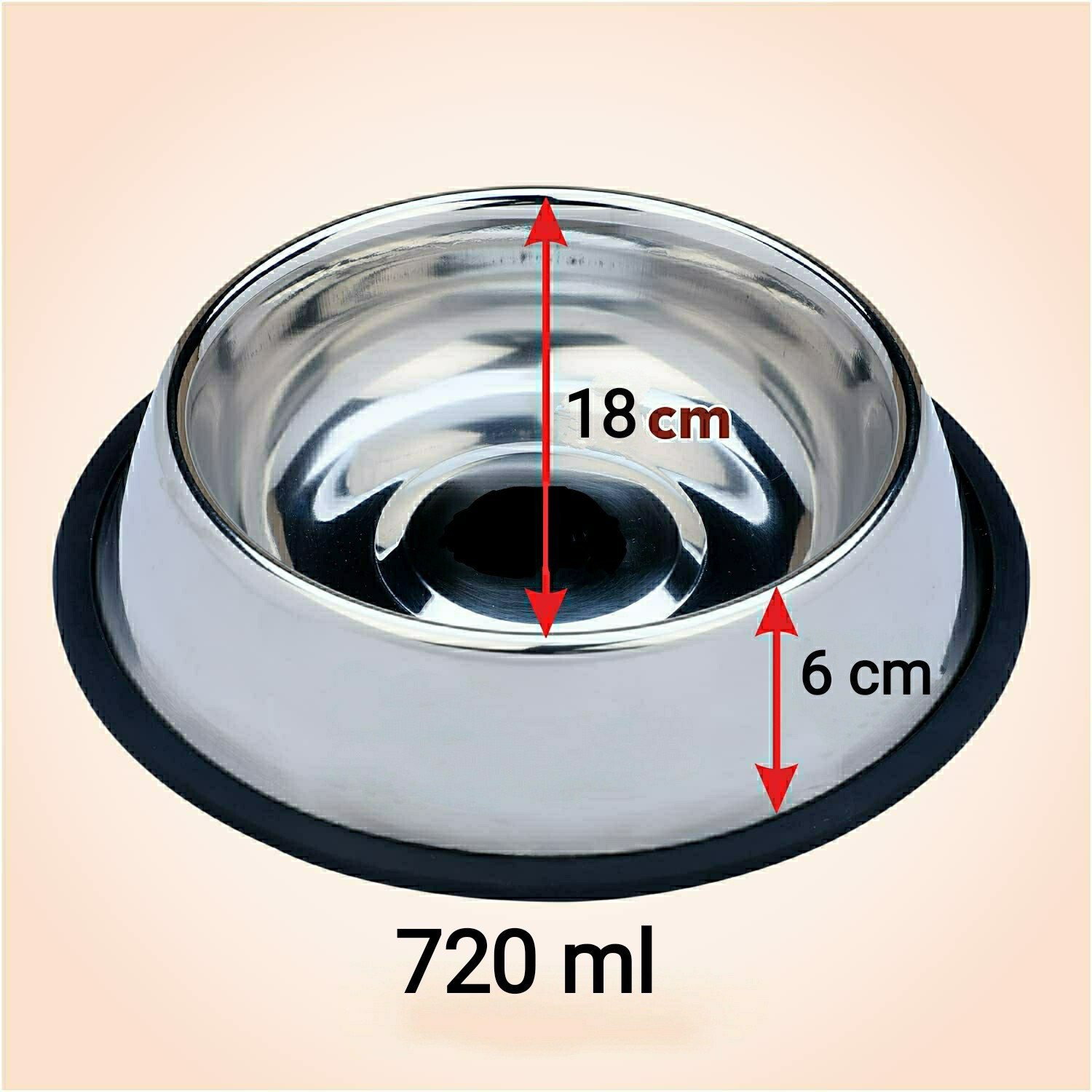 Image of FOURESTA Dog Bowl 720 ml Round Food Water Feeding Plain Bowl for Dogs Stainless Steel Pet Bowl