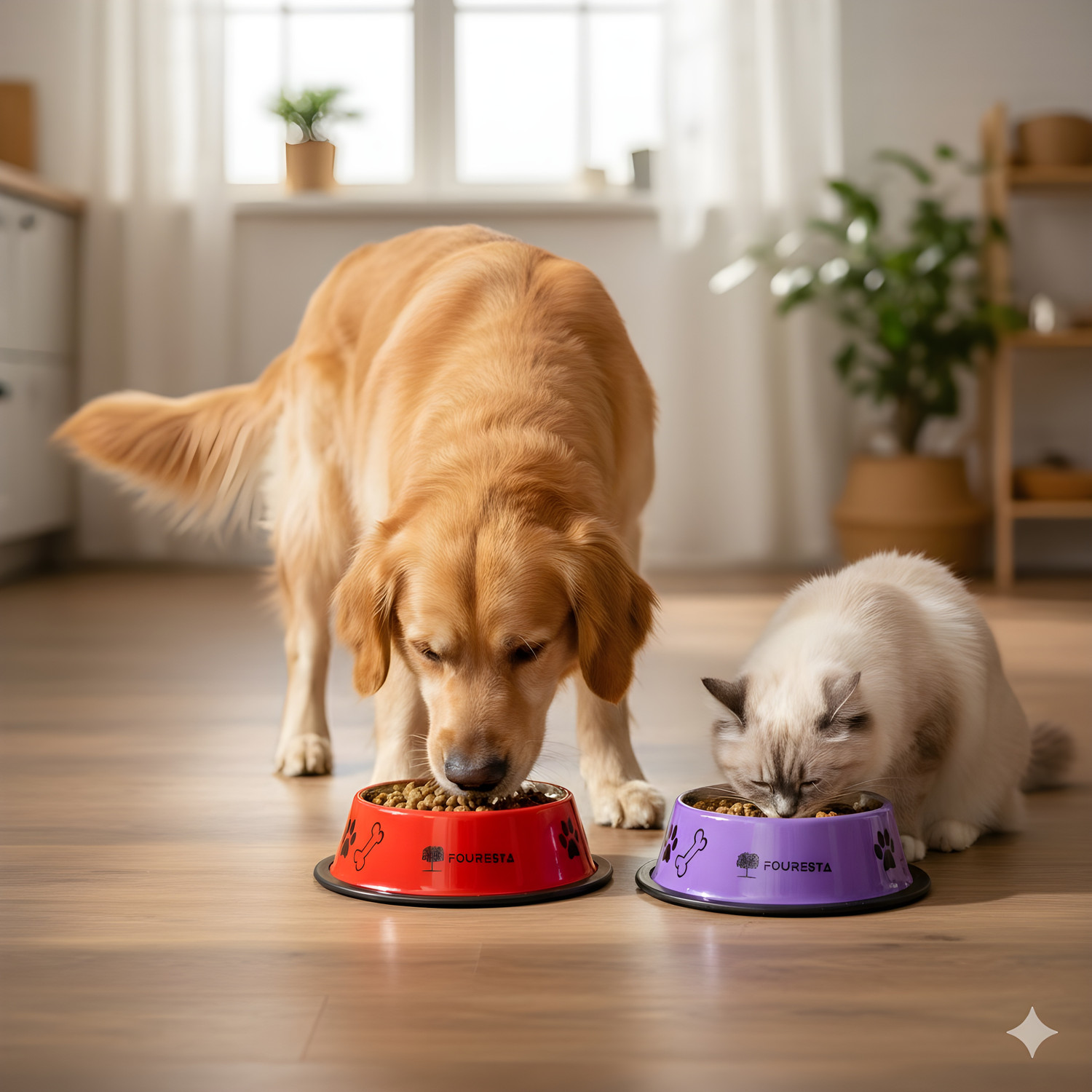 Image of FOURESTA Large Dog Bowl 700 ml Combo Pack of 2 Feeding Bowls for Dog Non-Skid Dog Bowl Stainless Steel Pet Bowl