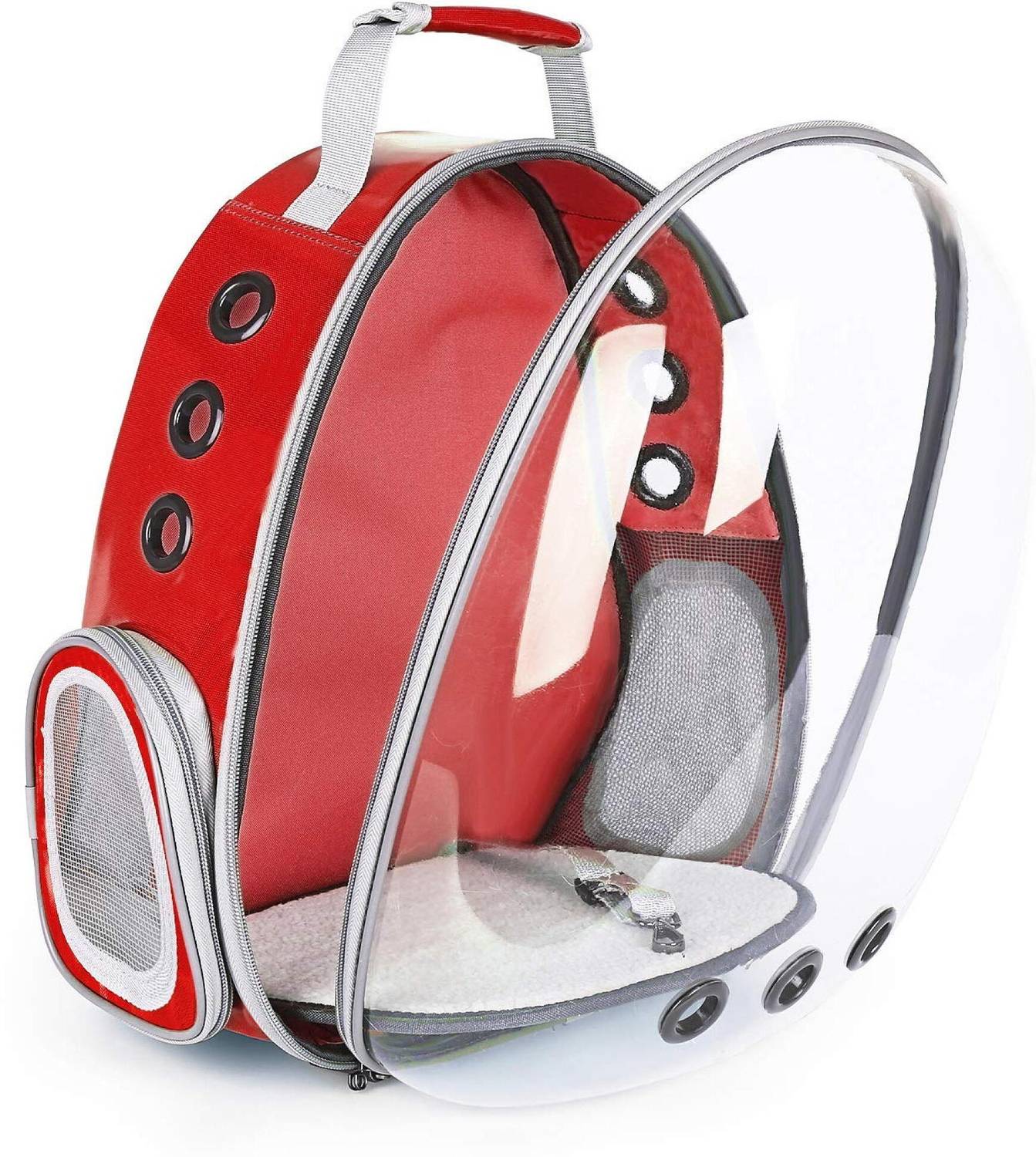 24x7eMall 24x7 eMall Creative Transparent Pet Backpack Carrier Breathable Capsule Traveller Airline Approved for Cats and Small Dogs. (Red) red Backpack Pet Carrier