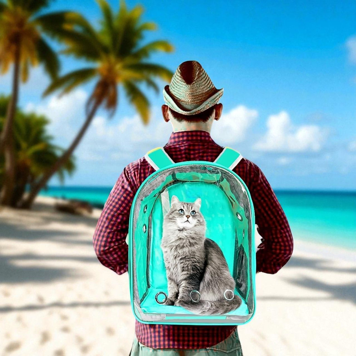Image of Trendy Bay Pet Backpack Green Backpack Pet Carrier