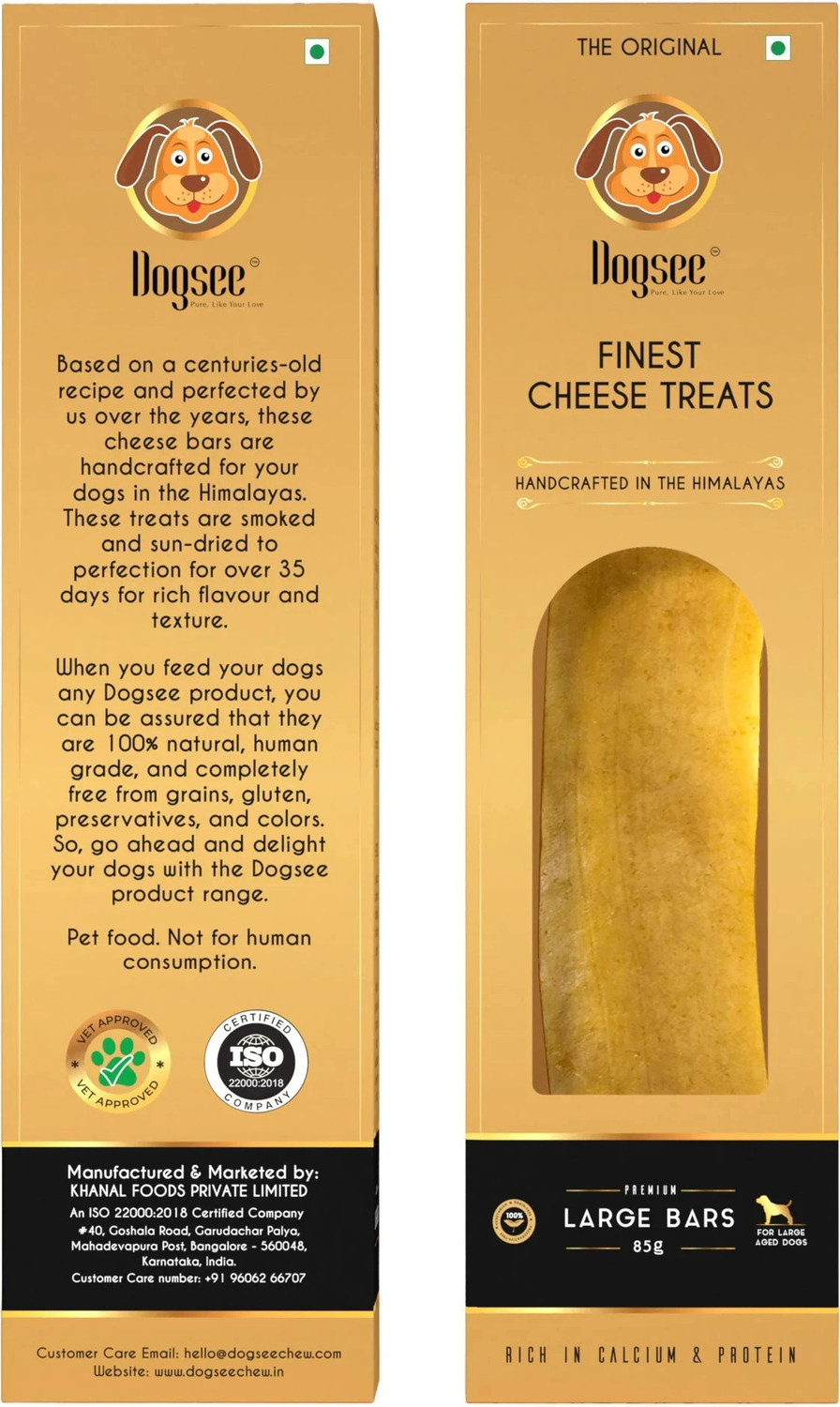 Dogsee Chew Single Large Bar|100% Natural Himalayan Vegetarian Yak Chew|Chew Sticks-85g Cheese Dog Chew