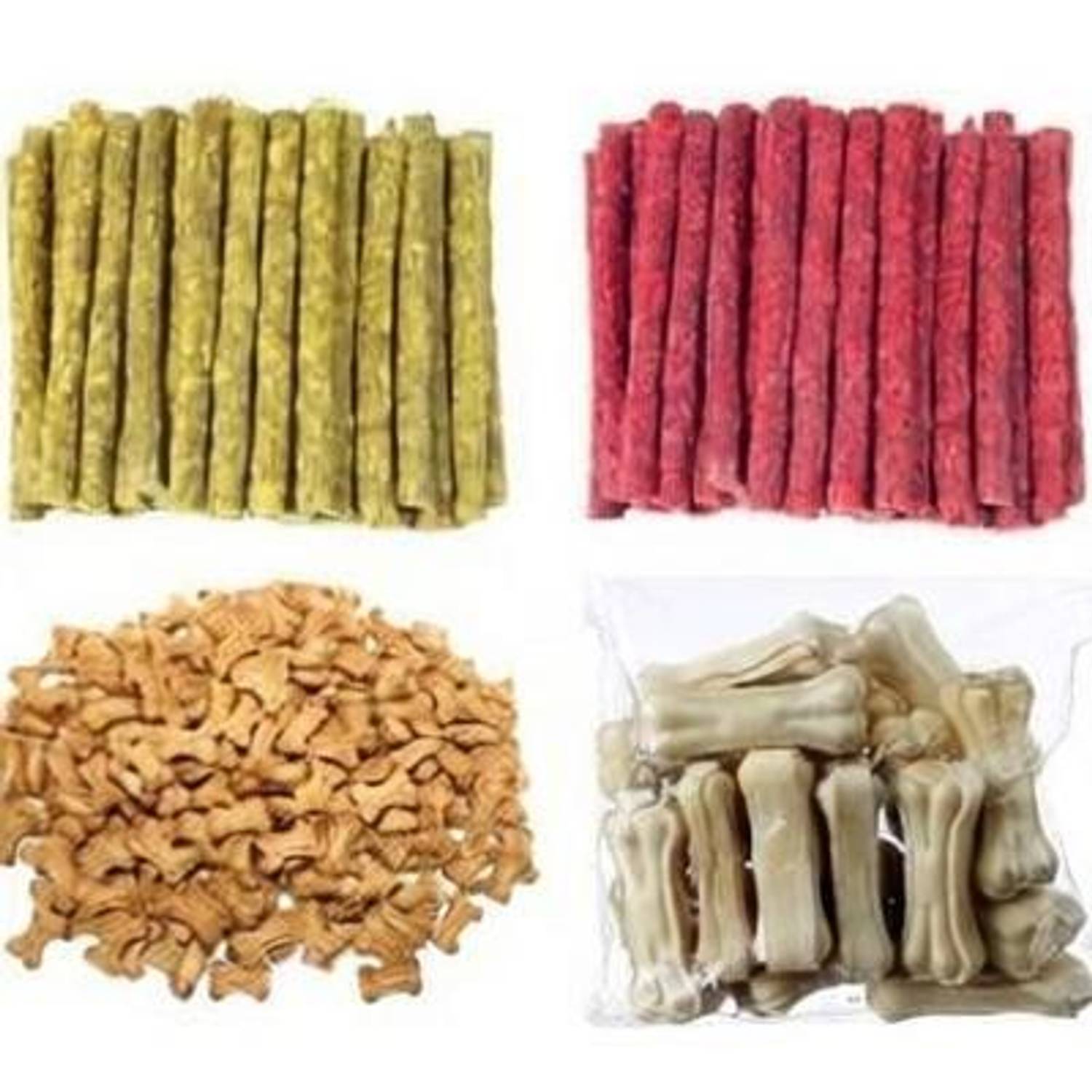 ARIMA Dog Chew Combo Of 4 Munchy Red+Yellow , Biscuit , Bone Chicken, Mutton, Milk Dog Chew