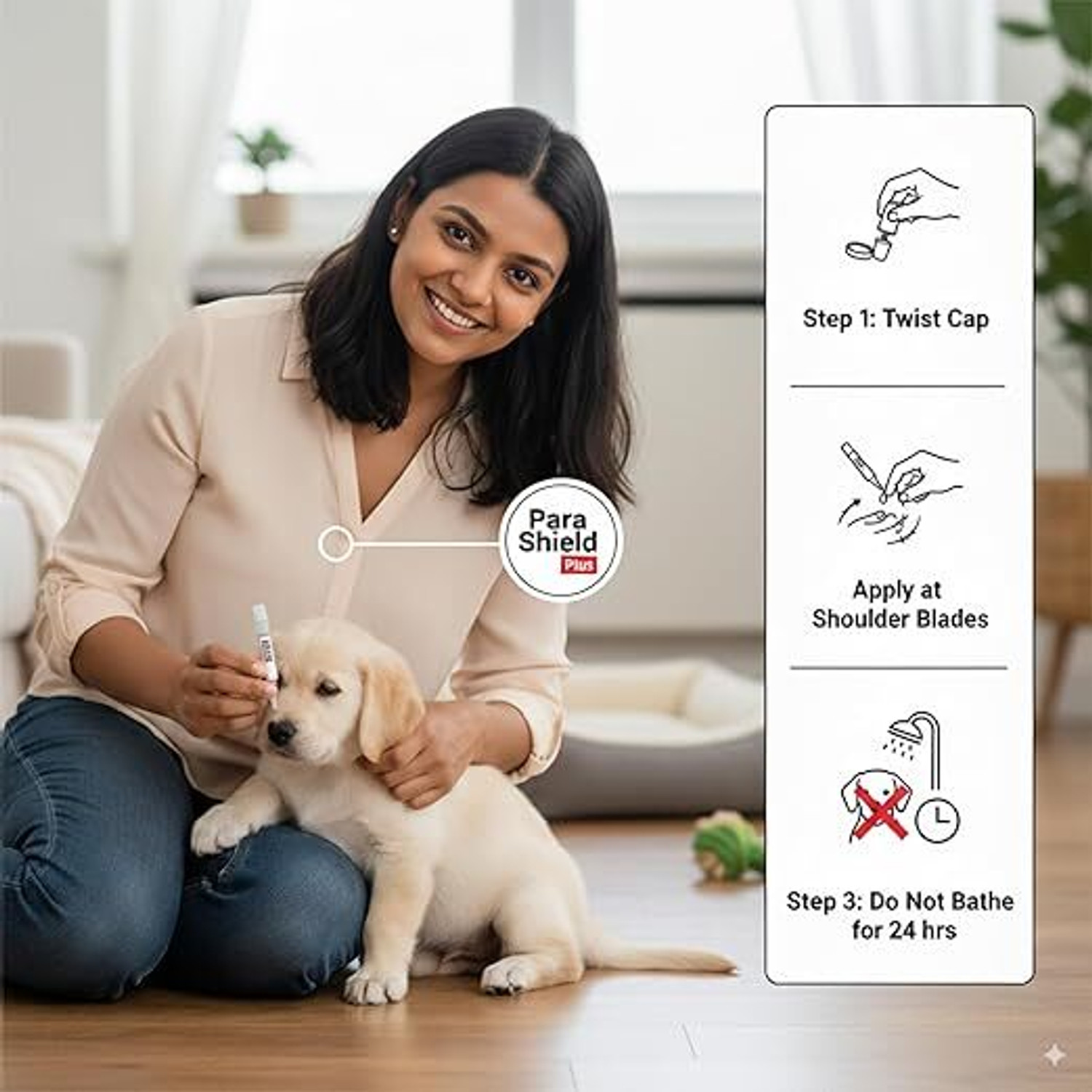 Image of parashield Spot On Solution-Prevention & Treatment of Ticks, Fleas & Chewing-40 KG Dogs 4.02 ml Pet Coat Cleanser