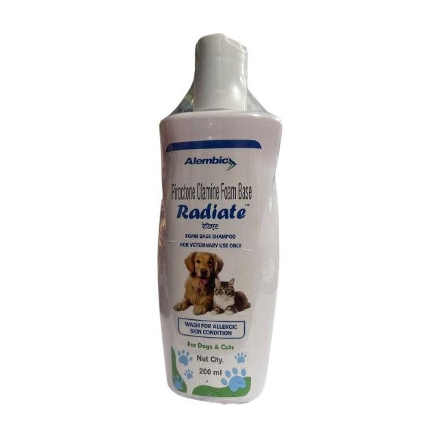 Alembic RADIATE FOAM BASE, Anti Dandruff & Allergic skin Wash Shampoo for Dogs & Cats 200 ml Pet Coat Cleanser