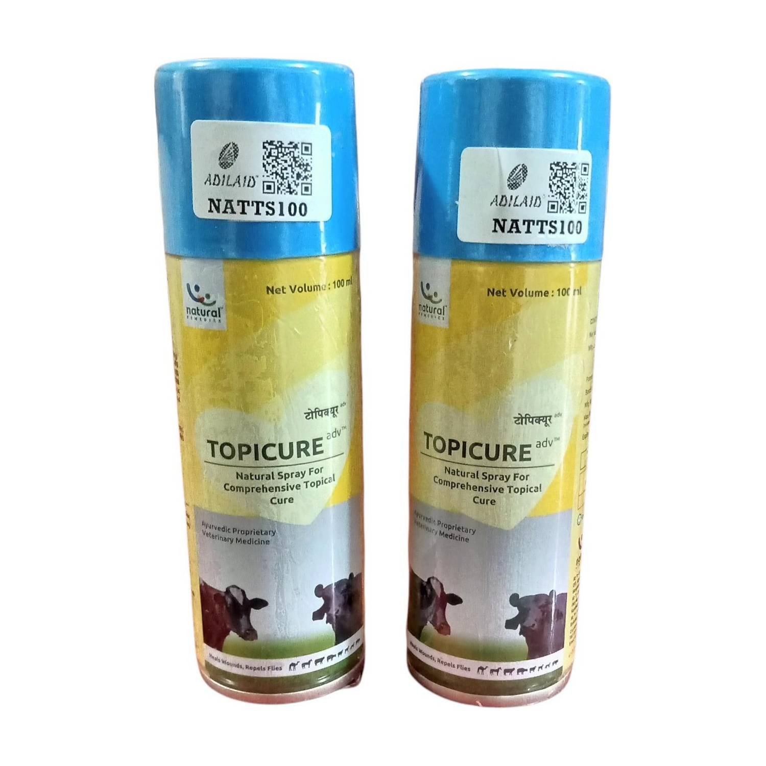 ADILAID Topicure Advanced Natural Spray for Comprehensive Topical Cure (Pack of 2) 100 ml Pet Coat Cleanser