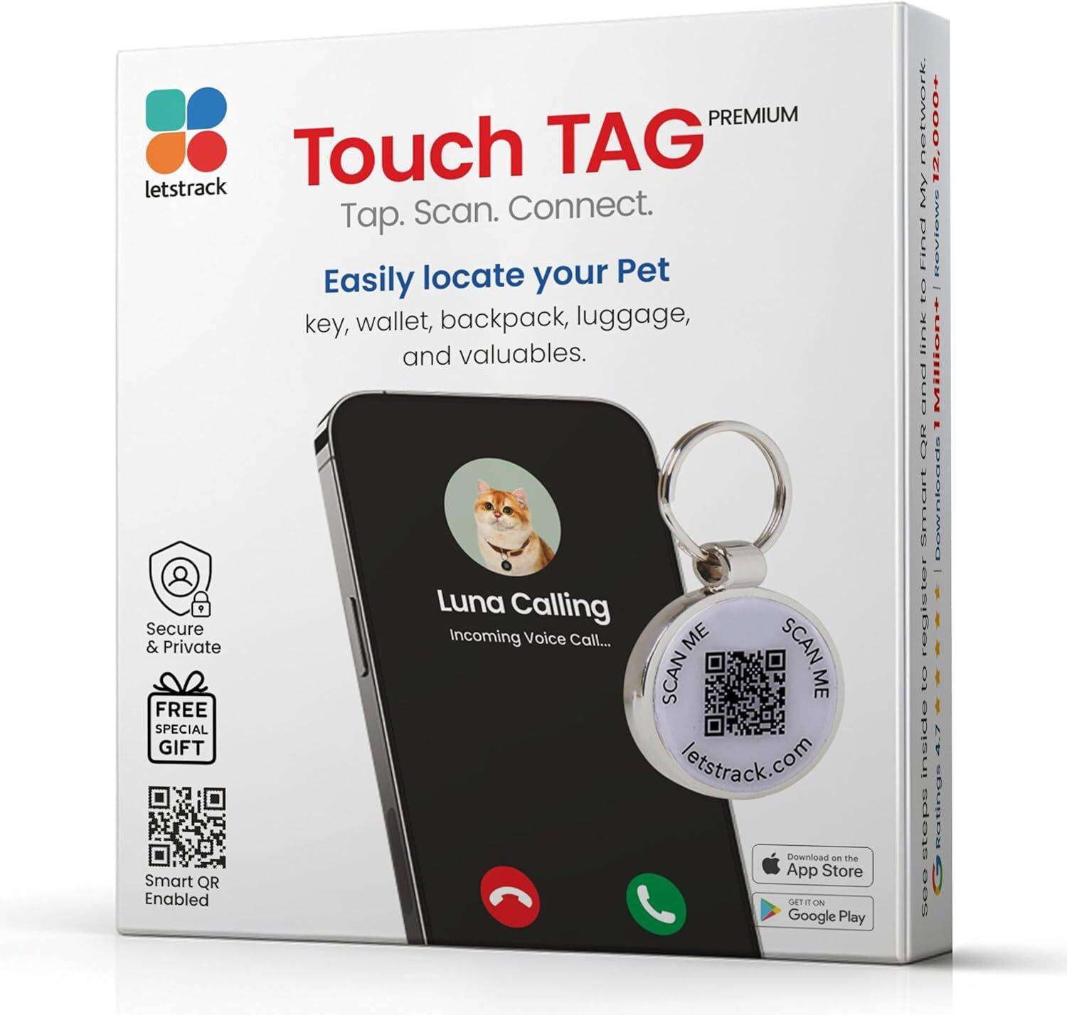 Letstrack Touch TAG Premium Smart QR Code Identity Tracker Keyc