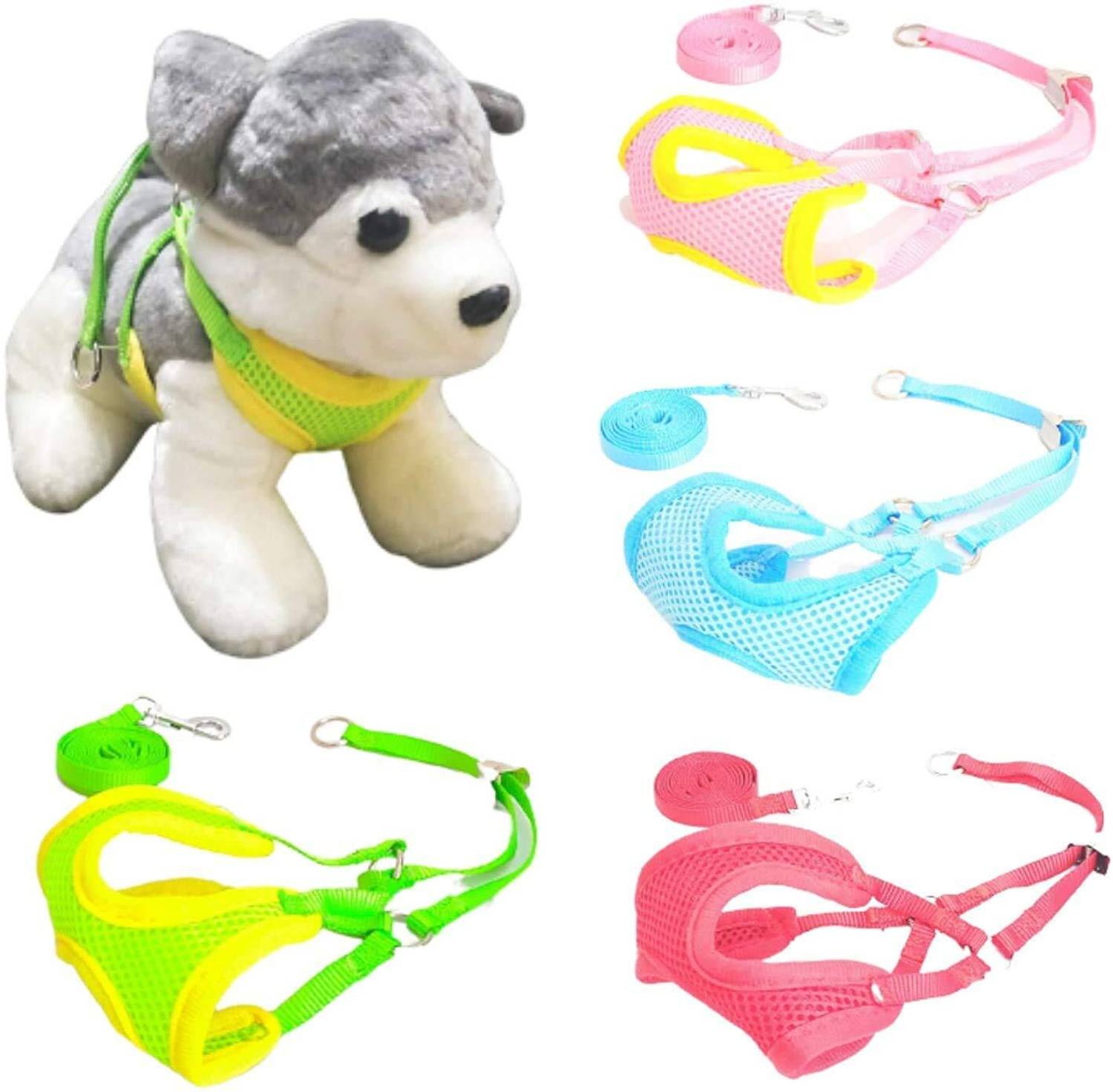 AKEnnterprises Harnesses Training Soft Mesh Comfort Padded Dogs, Cat, Puppies 10 MM Nylon Leash Dog & Cat Harness & Leash