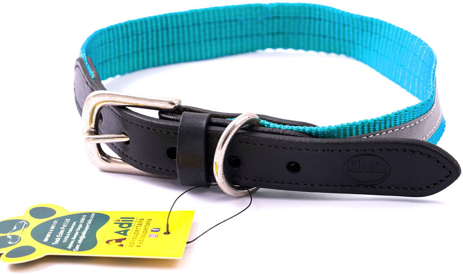 ADIL'S Adjustable Nylon Dog Collar with Reflective Design (20-24 Inch) | Dog Everyday Collar