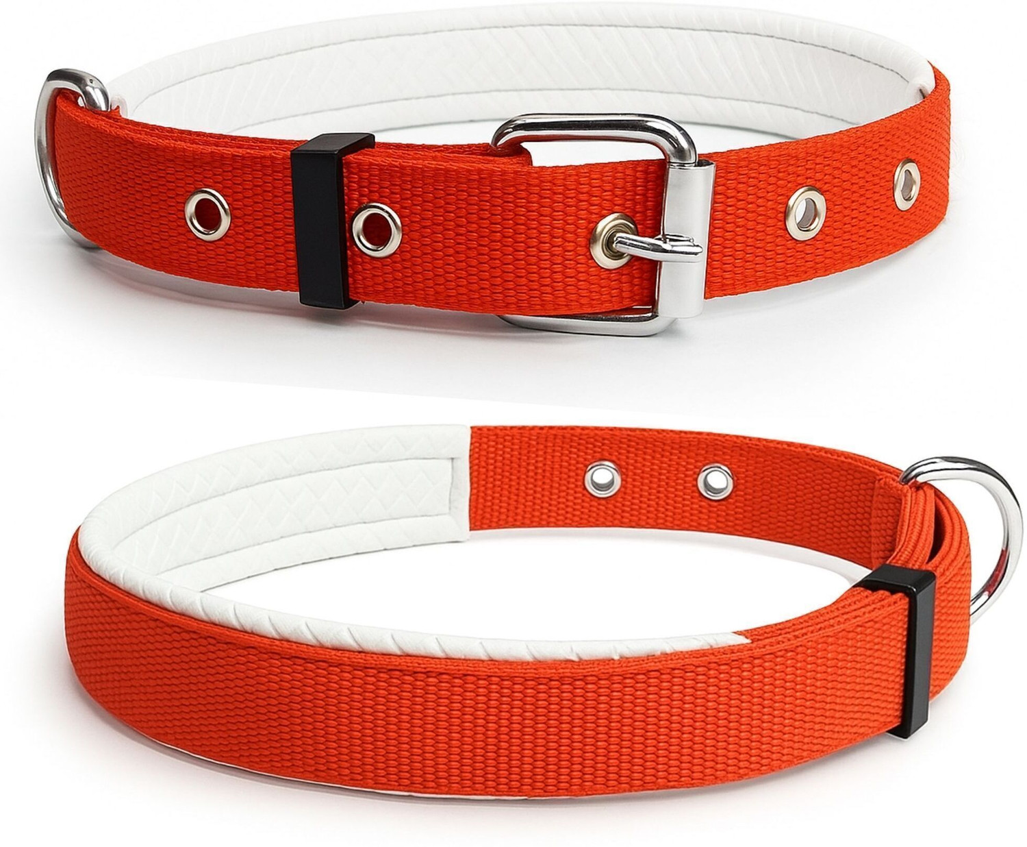 Image of Om Leather Product LAR - Pack of 2 Nylon Padded Dog Collar | Comfortable Neck Belt Dog Everyday Collar