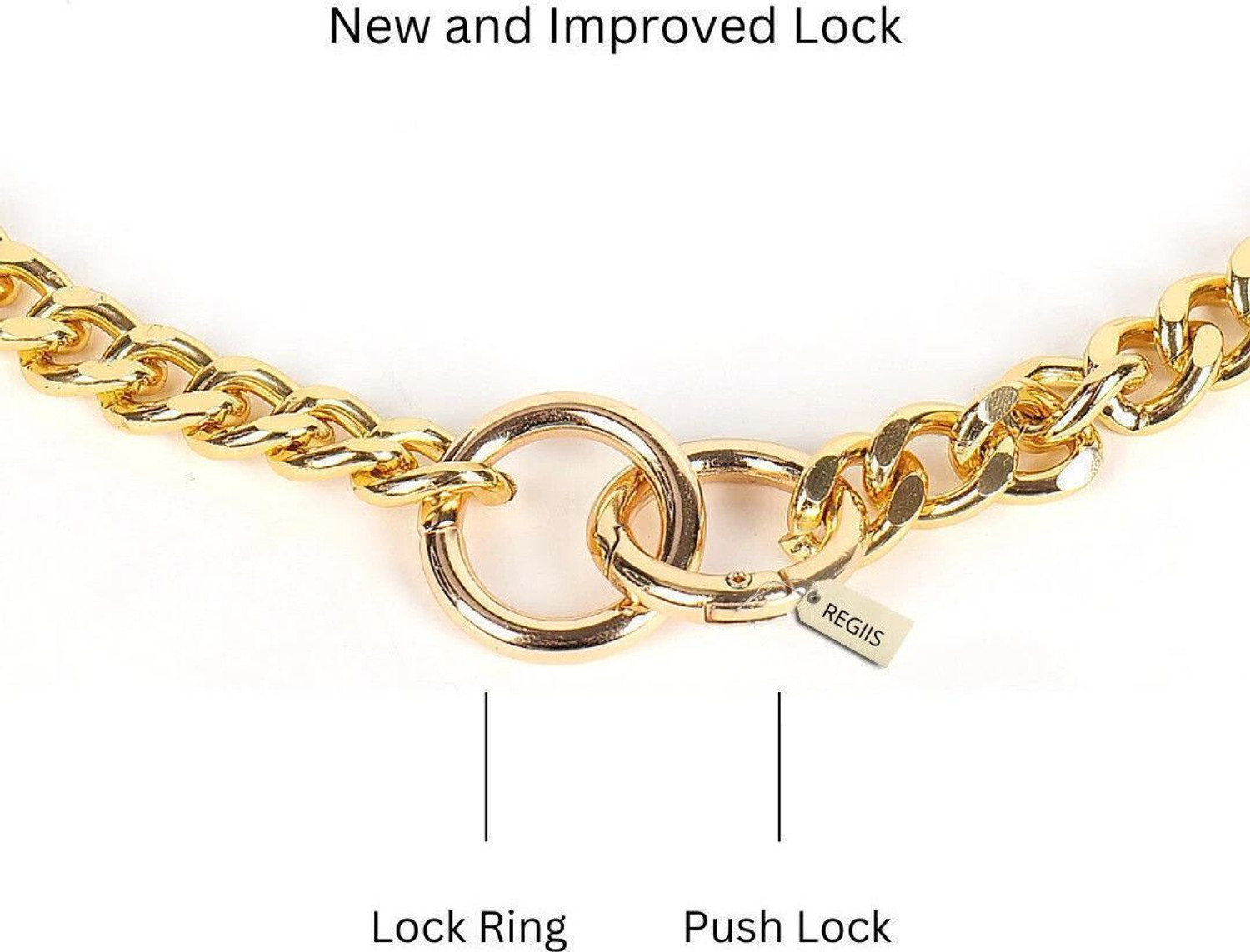 Image of Regiis Luxe Gold Cuban Link Chain Double Ring Clasp Style | 18 Inches - Small | Dog Choke Chain Collar