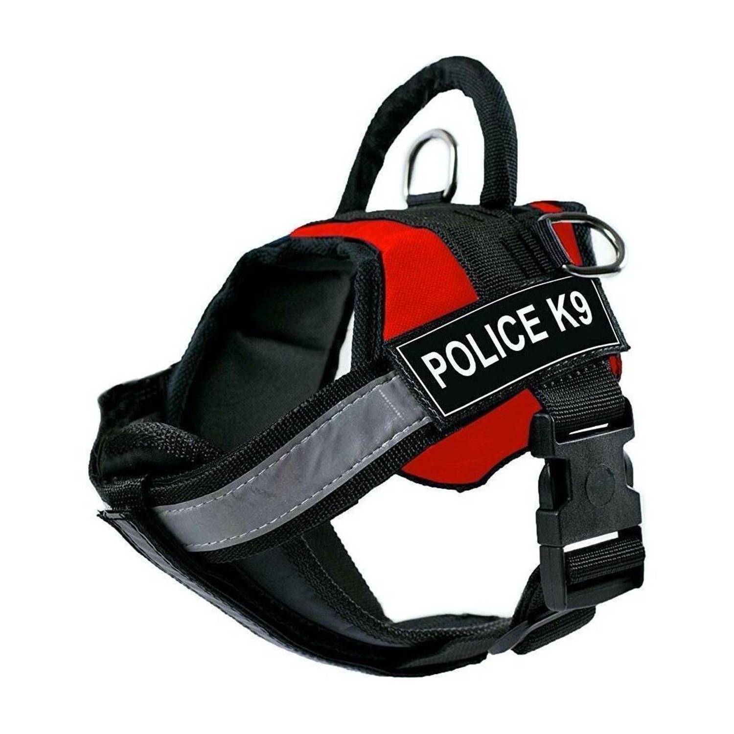 24x7eMall Dog K9 Police Harness Red ( 28 - 38 Inch Girth, XL) Dog Buckle Harness