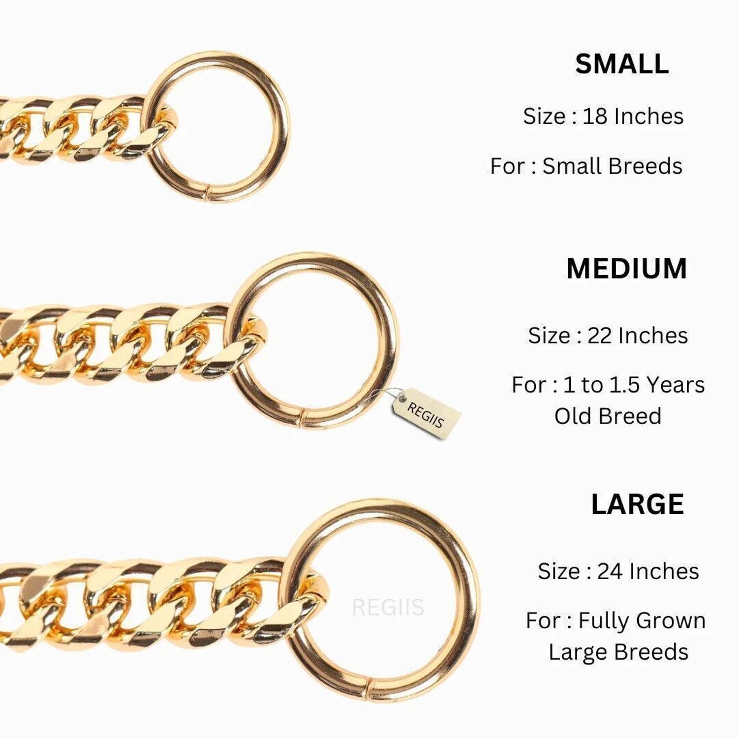 Regiis Gold Link Chain Dog Collar - 22 Inch Medium - Image 4