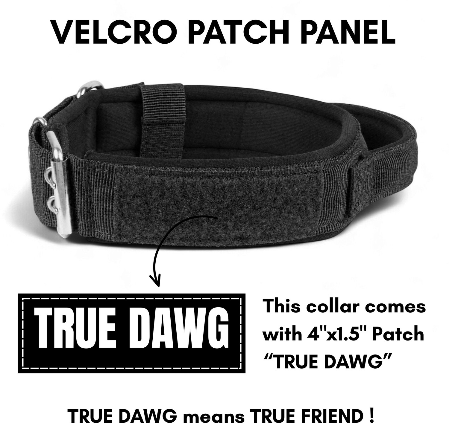 Image of TRUE DAWG Military Training Tactical Dog Belt with Handle for Medium Dogs (Neck:14.5 inch-19 inch) Dog Everyday Collar