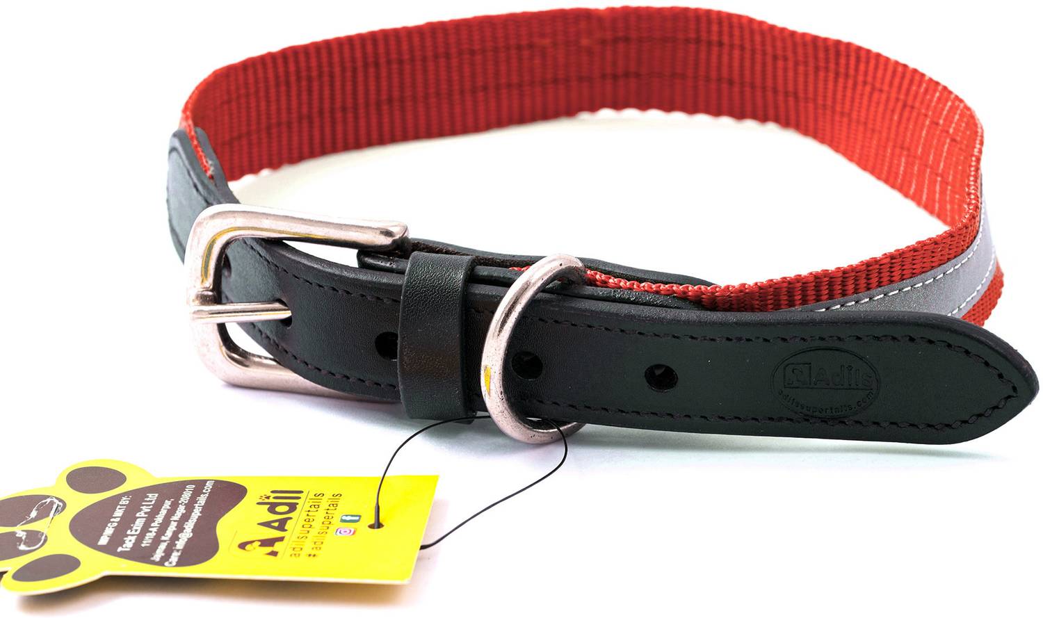 ADIL'S Adjustable Nylon Dog Collar with Reflective Design (20-24 Inch) | Dog Everyday Collar