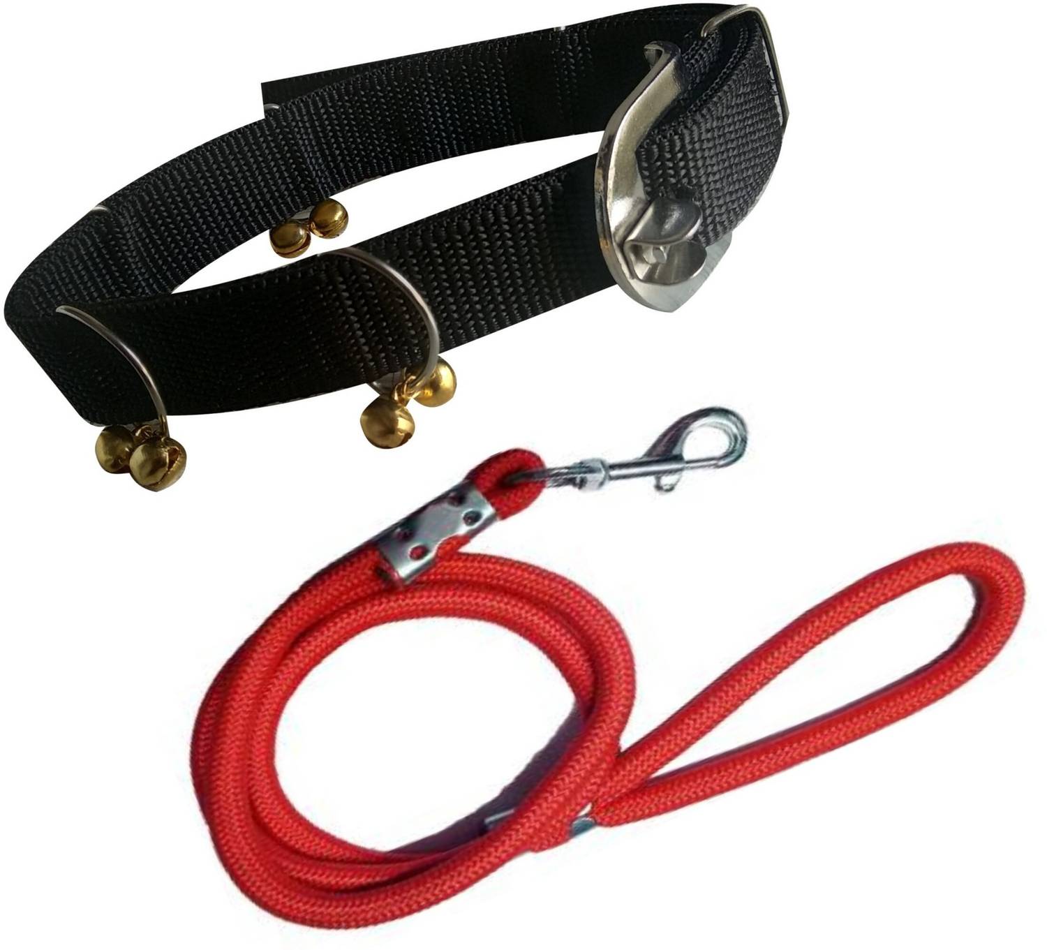 BODY Building Nylon Dog Belt Combo Black Ghungroo Collar Red 1.5m