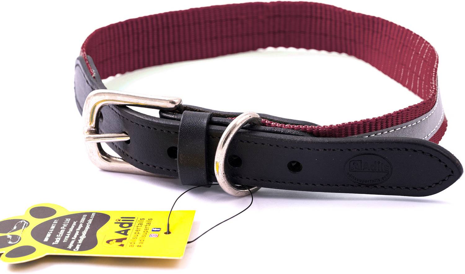 ADIL'S Adjustable Nylon Dog Collar with Reflective Design (20-24 Inch) | Dog Everyday Collar
