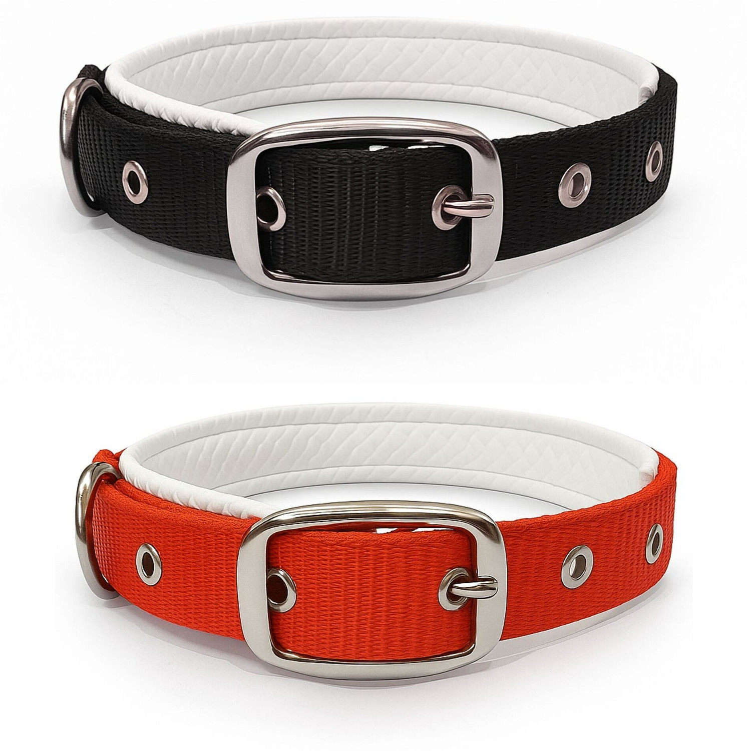 Image of Om Leather Product XL - Pack of 2 Nylon Padded Dog Collar | Comfortable Neck Belt Dog Everyday Collar