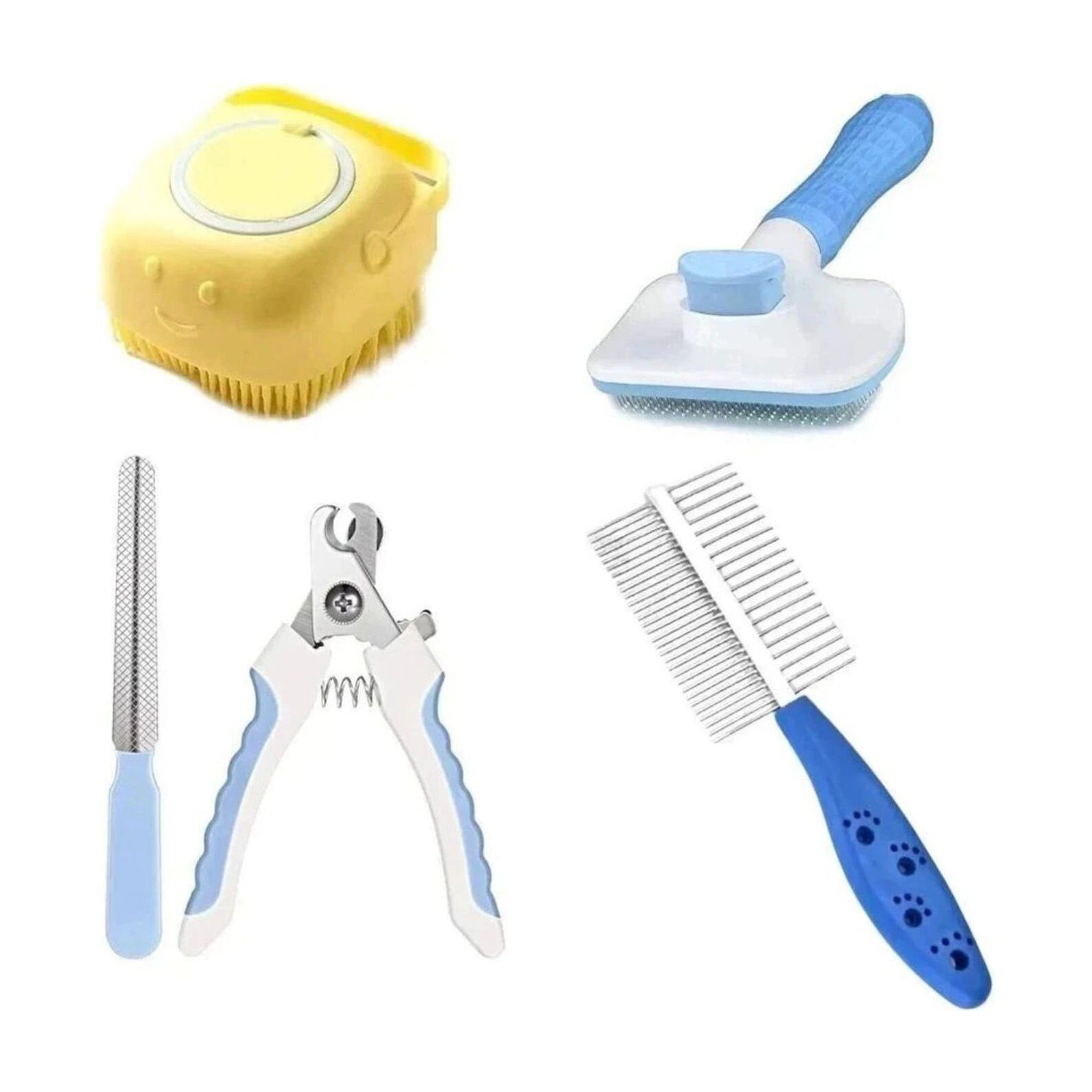 Image of TrendKart NAIL CUTTER, SHAMPOO BRUSH 2 SIDE COMB Plain / Bristle Brushes for Dog & Cat
