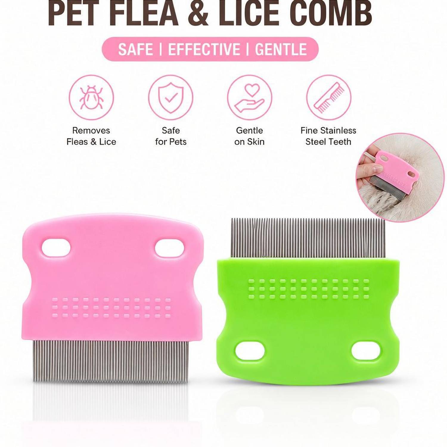 369VERSE Premium Pet Flea & Lice Comb Pack of 2 Basic Comb for  Dog & Cat