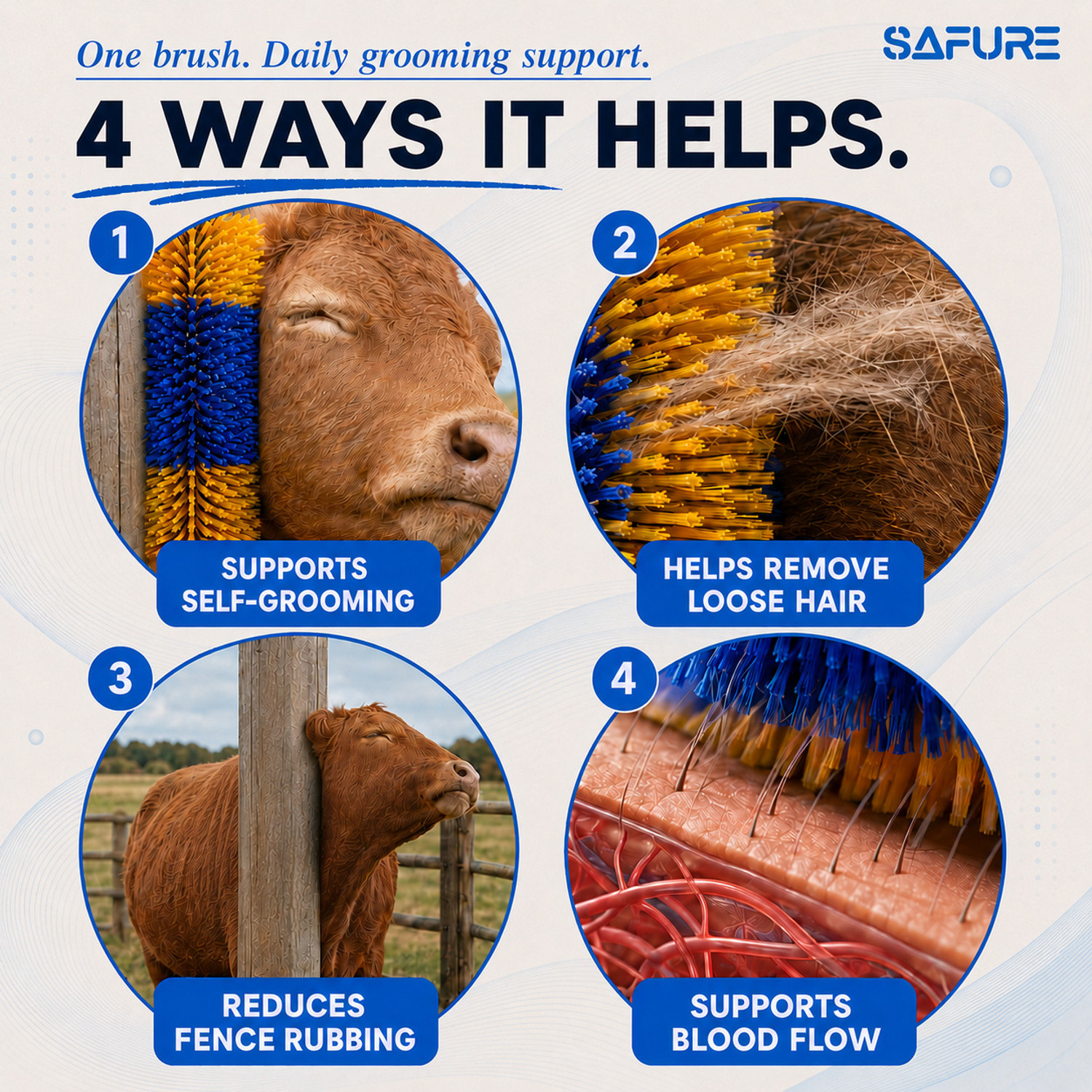 Image of SAFURE Livestock Scratch Brush for Cows, Buffaloes, and Horses Plain / Bristle Brushes for Cow, Donkey, Horse