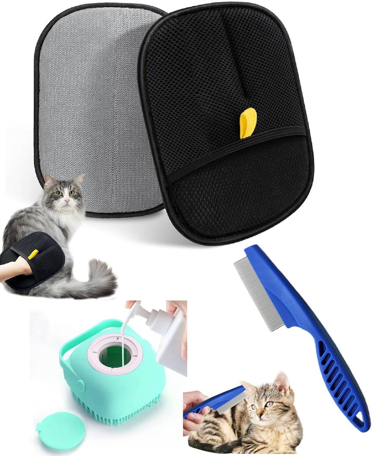 MORVIKA Pet Hair Comb Tear Stain Remover,Pet Hair Removal Gloves