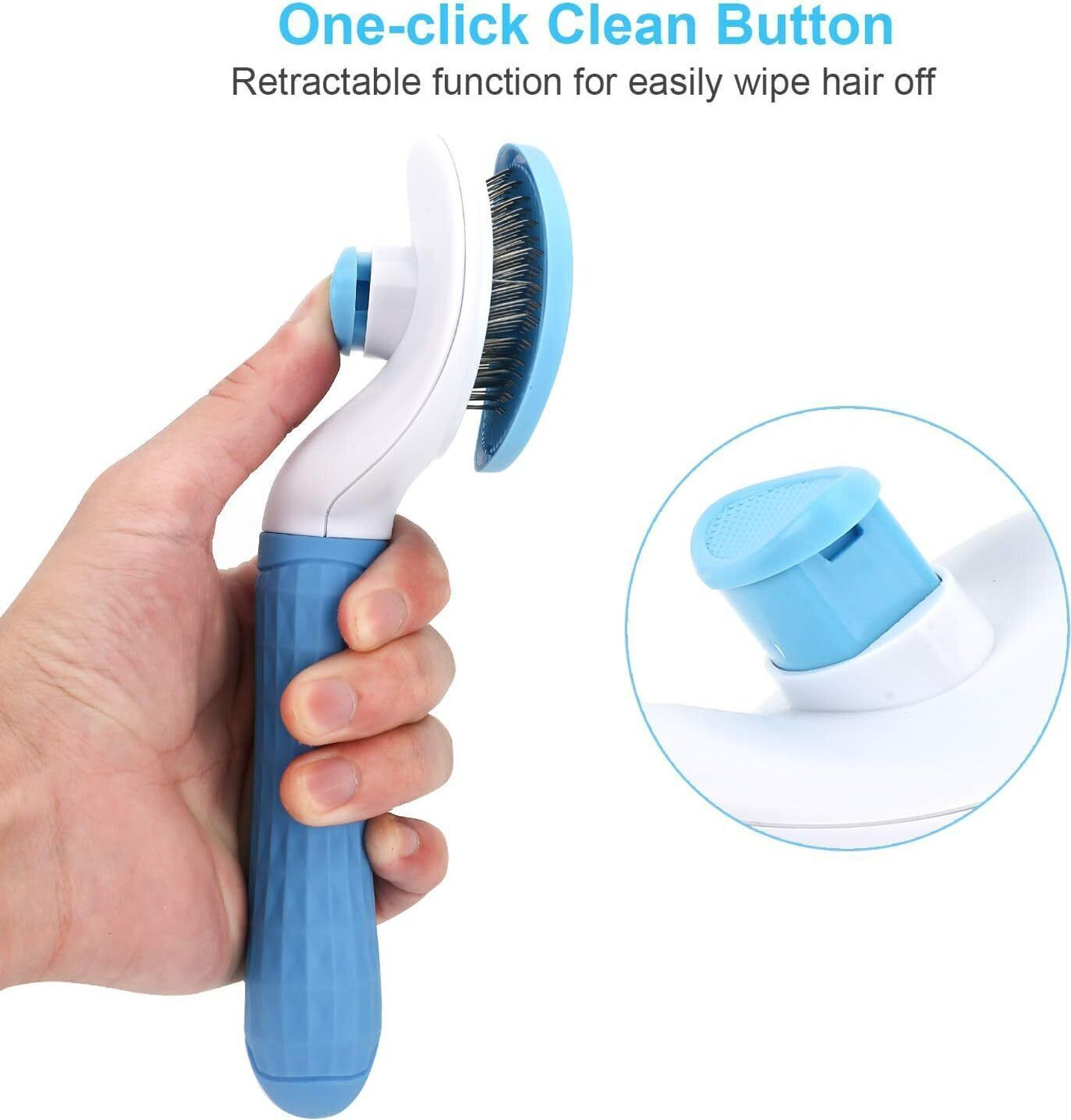 Image of FURFOX Pet Grooming Brush, Self Cleaning & Pet Massaging Tool, Removes Tangled Hair Slicker Brushes for Dog & Cat