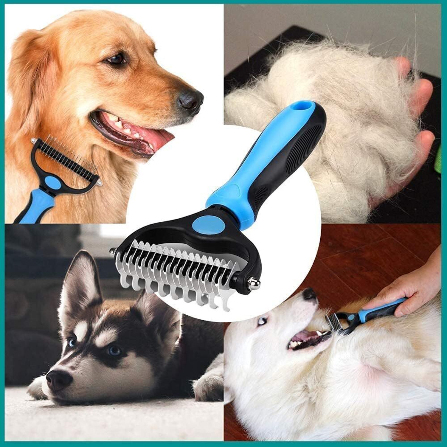 Image of MAHADEV Pet Knot Comb Pets Fur Knot Cutter Professional Grooming Hair Removing Brush Slicker Brushes for Dog & Cat