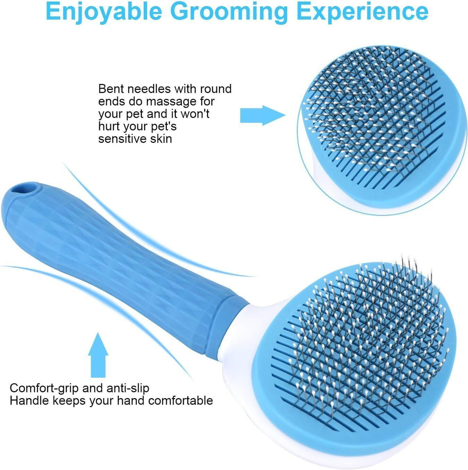 Image of FURFOX Pet Grooming Brush, Self Cleaning & Pet Massaging Tool, Removes Tangled Hair Slicker Brushes for Dog & Cat