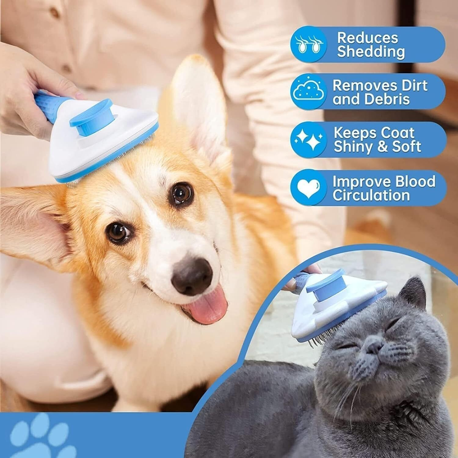 Image of TrendKart Dog Hair Brush Combo - Pet Hair Brush Combo - Dog Bath Brush Combo Slicker Brushes for Dog & Cat