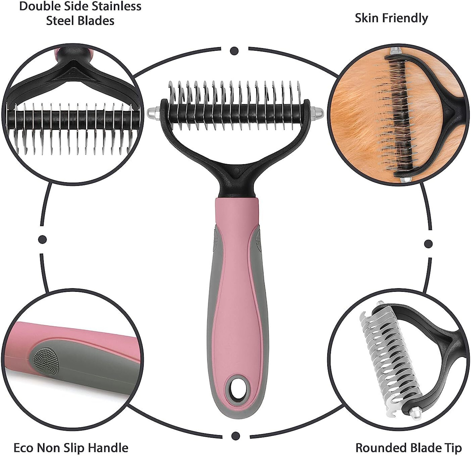 Image of FRIEDERICH Pet Grooming Comb for Dogs & Cats | Rounded Teeth Undercoat Brush Slicker Brushes for Dog & Cat
