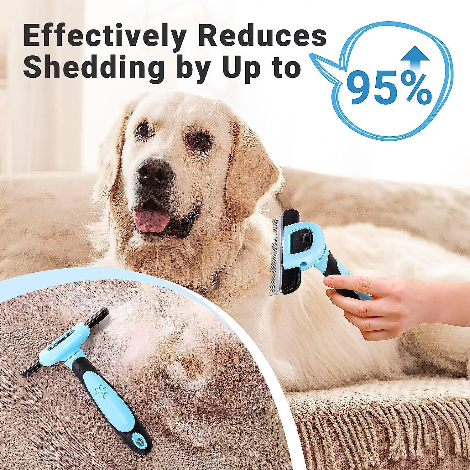 Image of Ratixes Pet Grooming Slicker Brush for Dogs & Cats | Stainless Steel Deshedding Comb Rakes for Dog & Cat, Rabbit