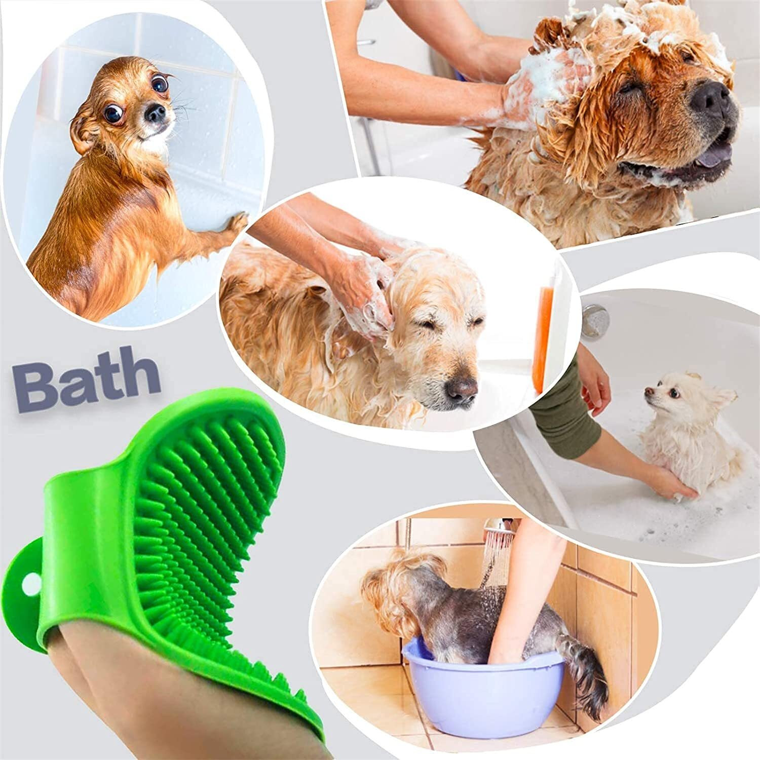Image of Doggifys 4-in-1 Pet Grooming Kit - Slicker Brush, Nail Clipper, Silicone Bath Brush Set Pet Spa Kit