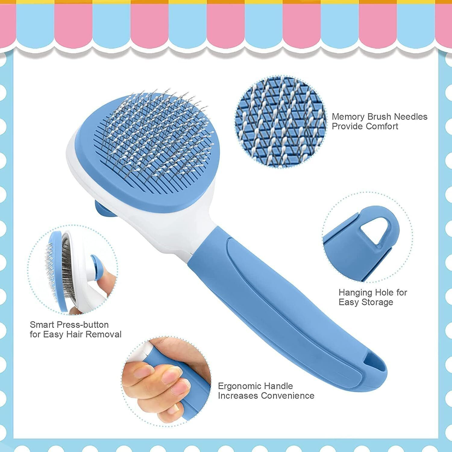 Image of FURFOX Pet Grooming Brush, Self Cleaning & Pet Massaging Tool, Removes Tangled Hair Slicker Brushes for Dog & Cat